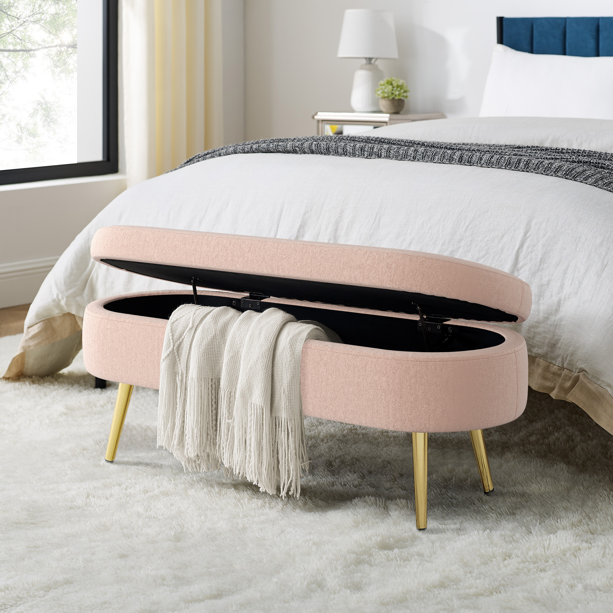 Oval Storage Ottoman Bench, picture 4 of 5