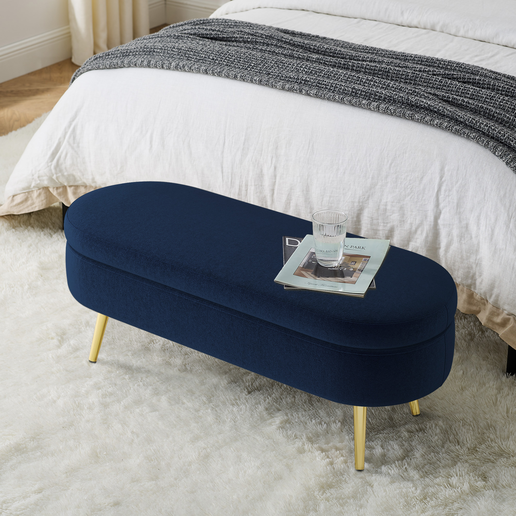 Oval Storage Ottoman Bench
