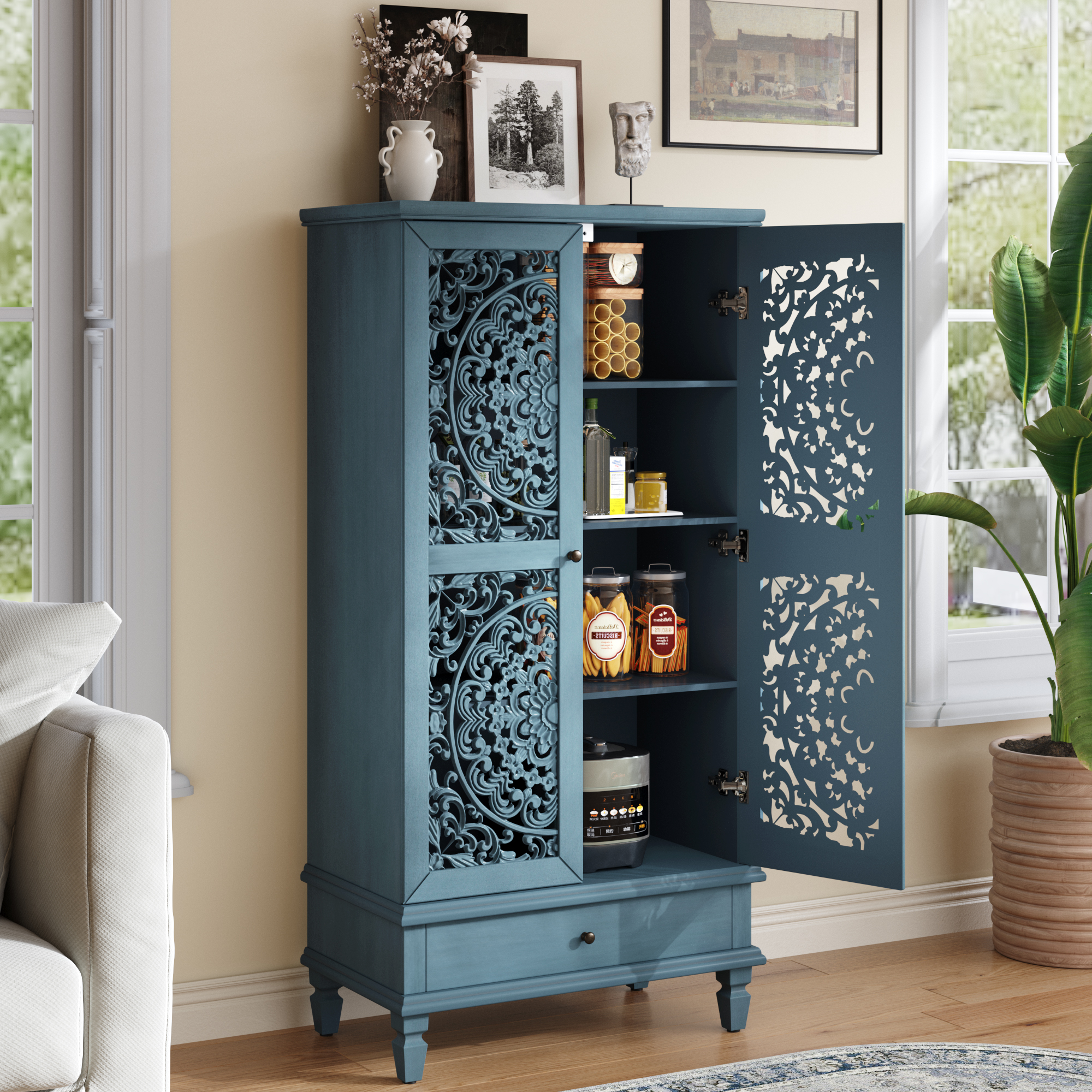 Tall Storage Cabinet with Drawer, picture 4 of 4