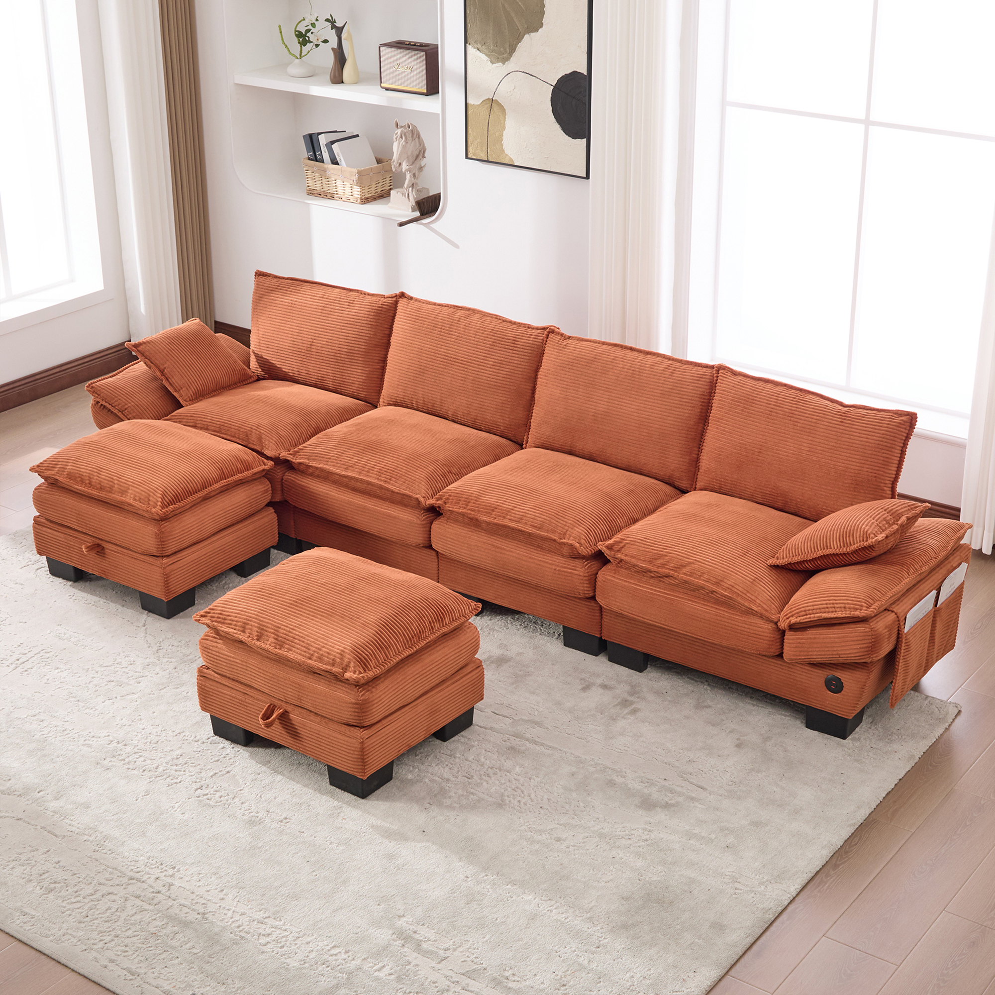 Sectional Cloud Modular Sofa,Deep Seat Sofa, Corduroy Sofa,Comfy Upholstered Furniture For Living Room, Apartment, Studio, Office,Having Multiple Combinations
