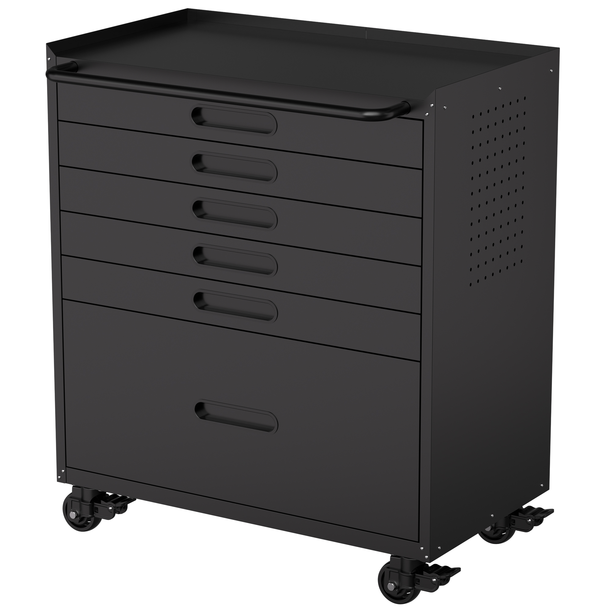 34.3  Rolling Tool Chest With 6 Drawers - Mobile Garage Cabinet Organizer, All-Drawer Design For Small Parts & Tools, Heavy Duty Steel Construction