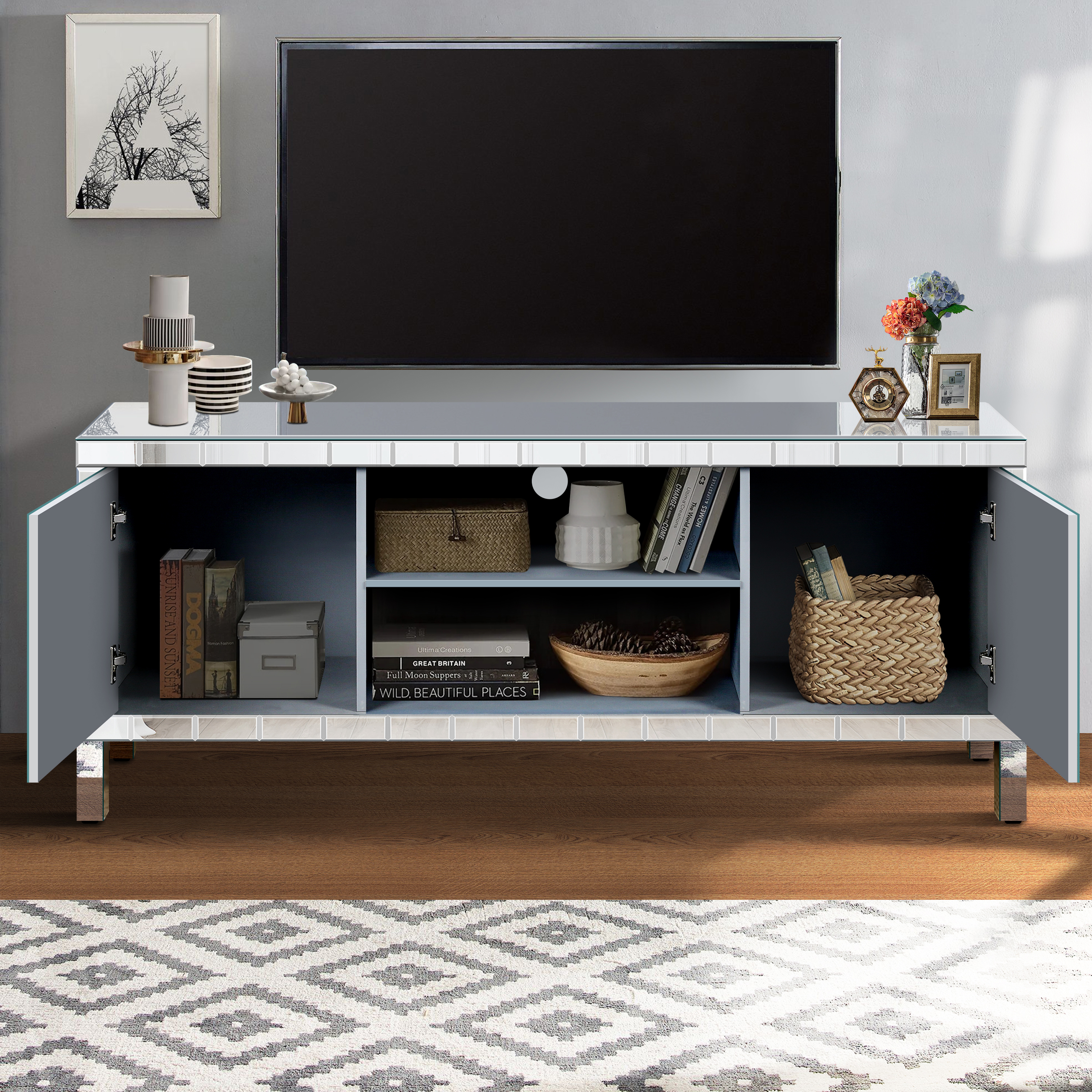 Mirrored TV Stand, picture 2 of 4