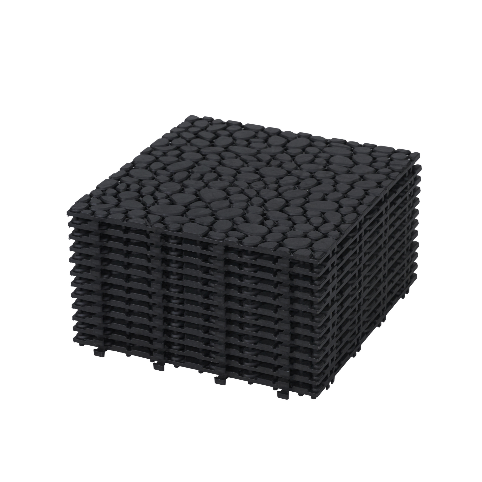 12 X 12 Inch Black Interlocking Deck Tiles Plastic Waterproof Outdoor All Weather Anti-slip Bathroom Shower Balcony Porch Strong Weight Capacity Upto 