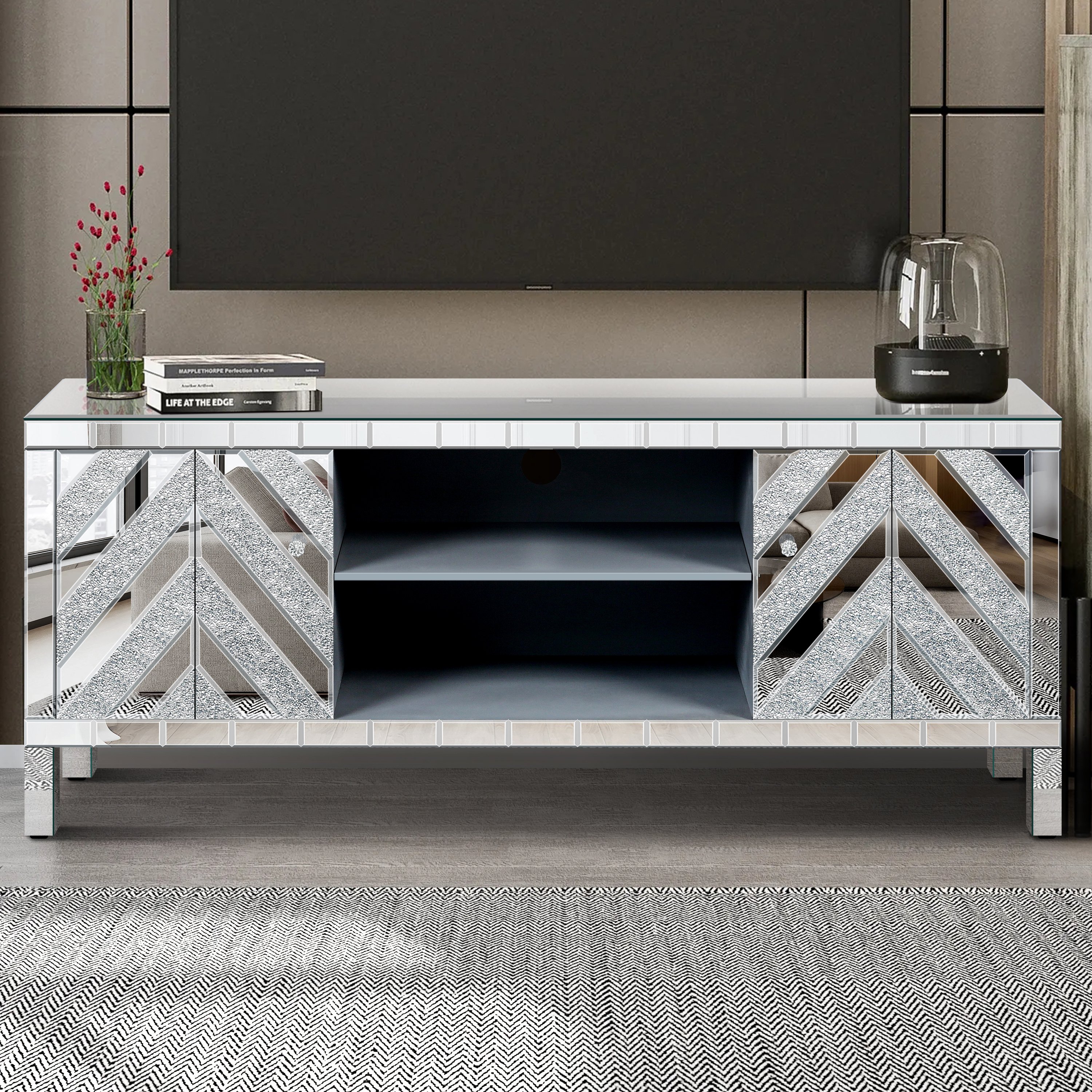 Mirrored TV Stand, picture 3 of 4