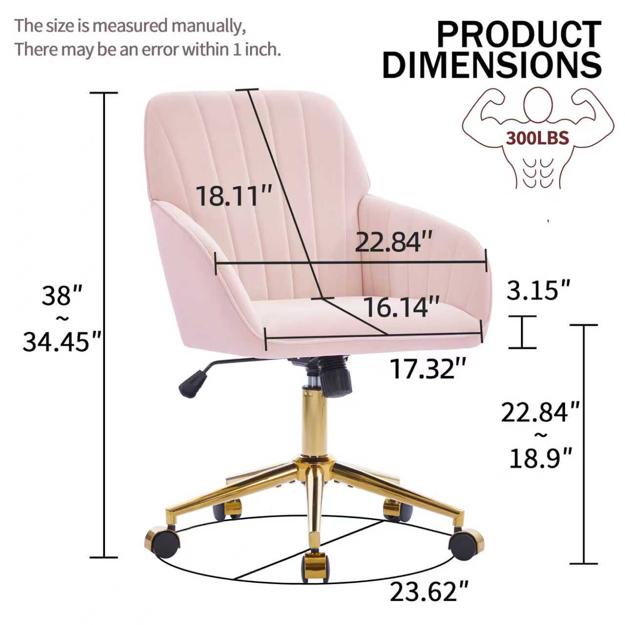Velvet Adjustable Office Chair, picture 4 of 4