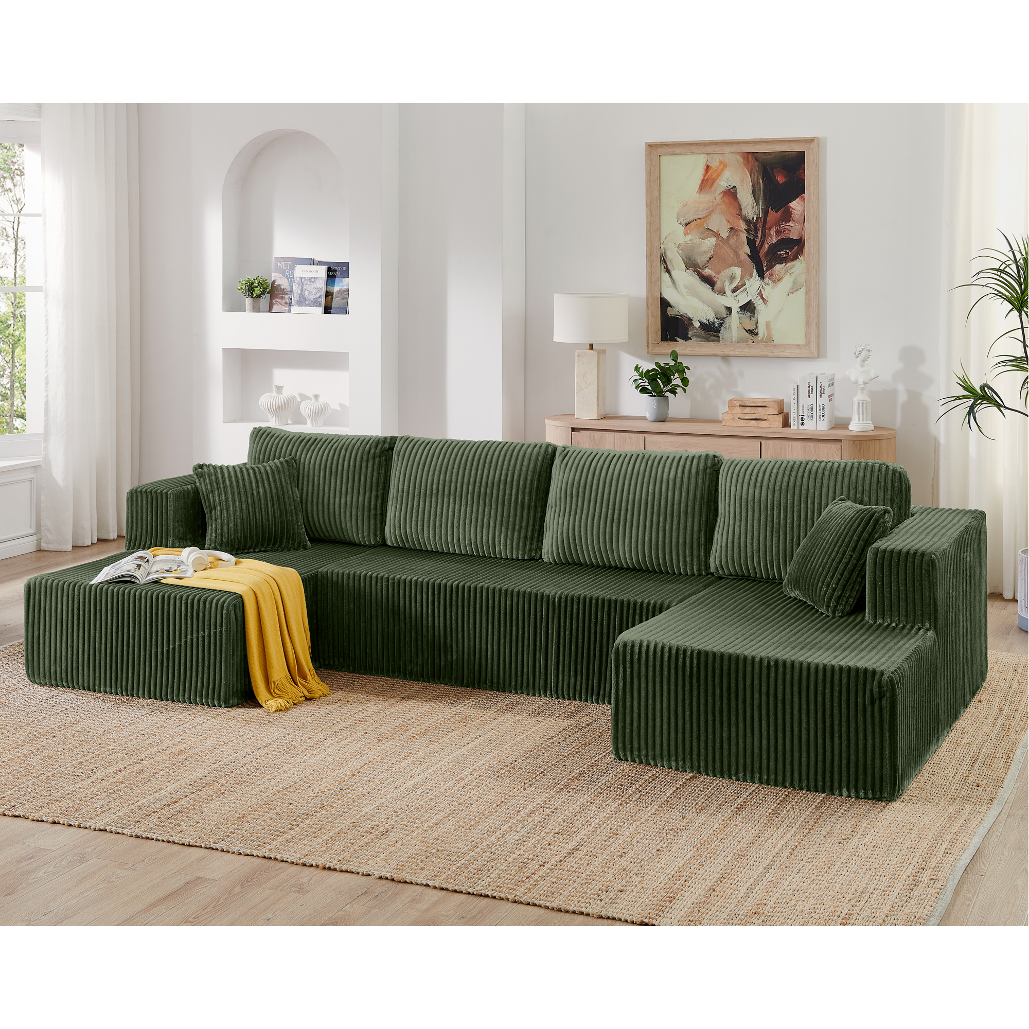 U Shape Modular Sectional Sofa, Compressed Sectional Sofa Modern Minimalist Styl