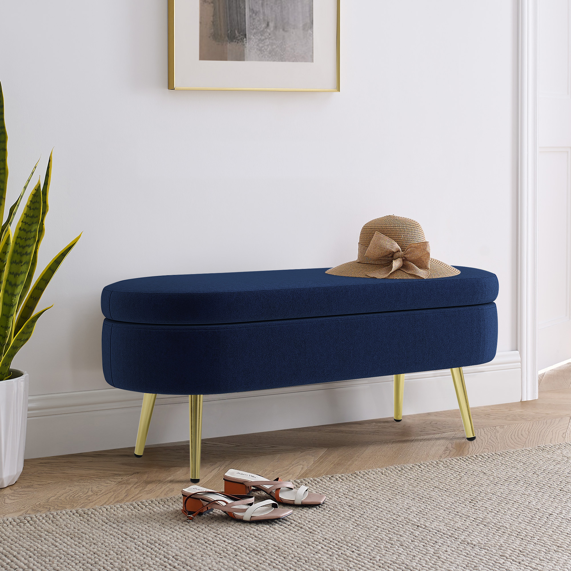Oval Storage Ottoman Bench, picture 2 of 4