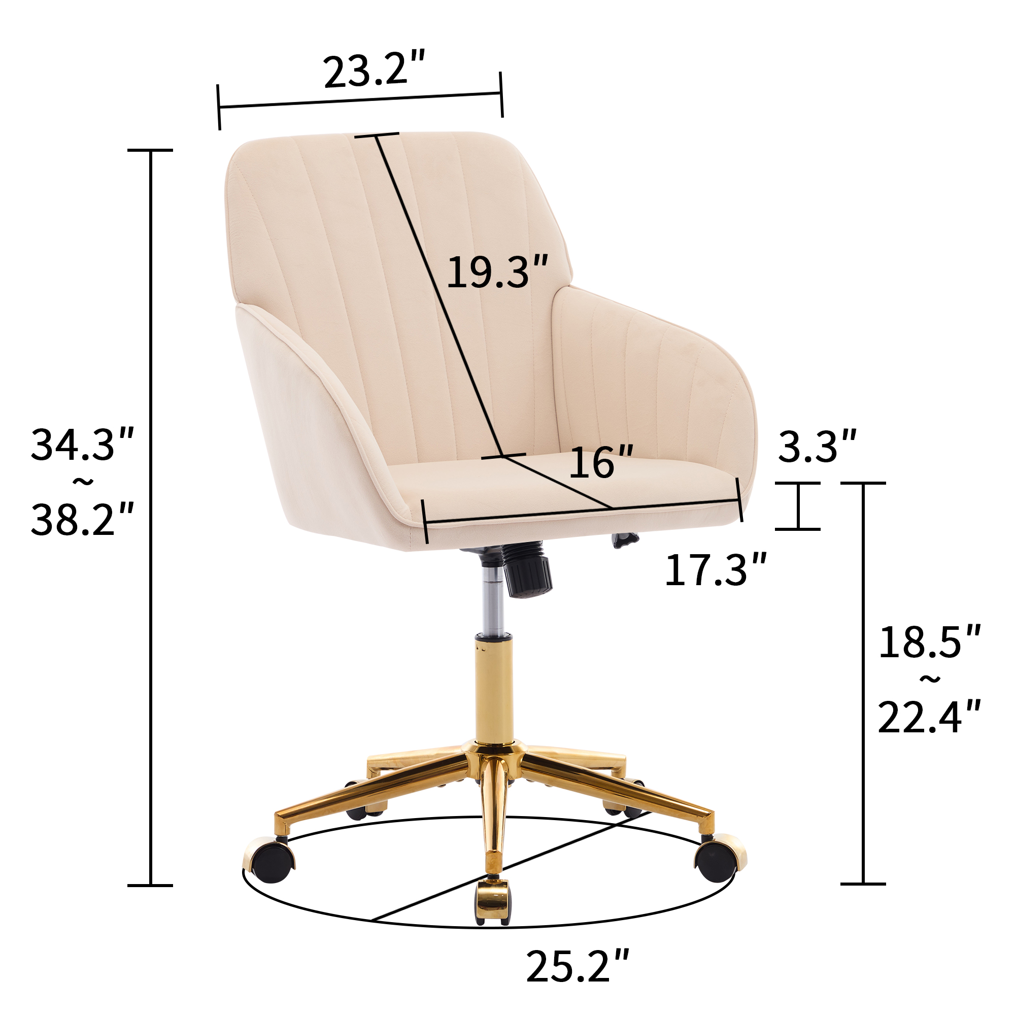 Velvet Adjustable Office Chair, picture 3 of 4