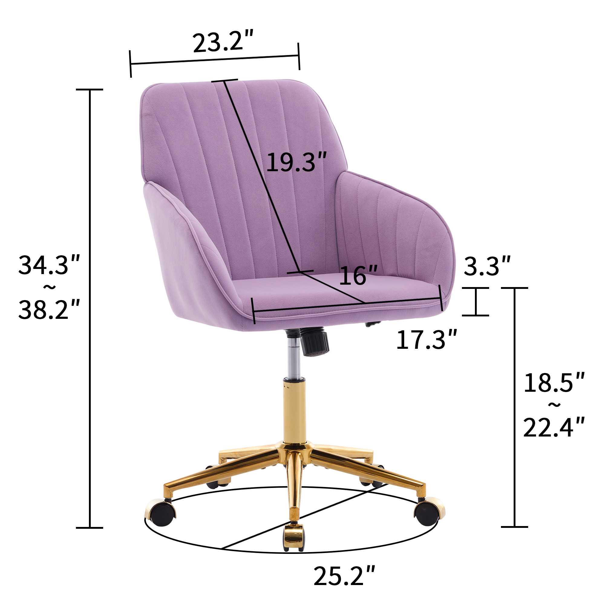 Velvet Adjustable Office Chair, picture 2 of 4