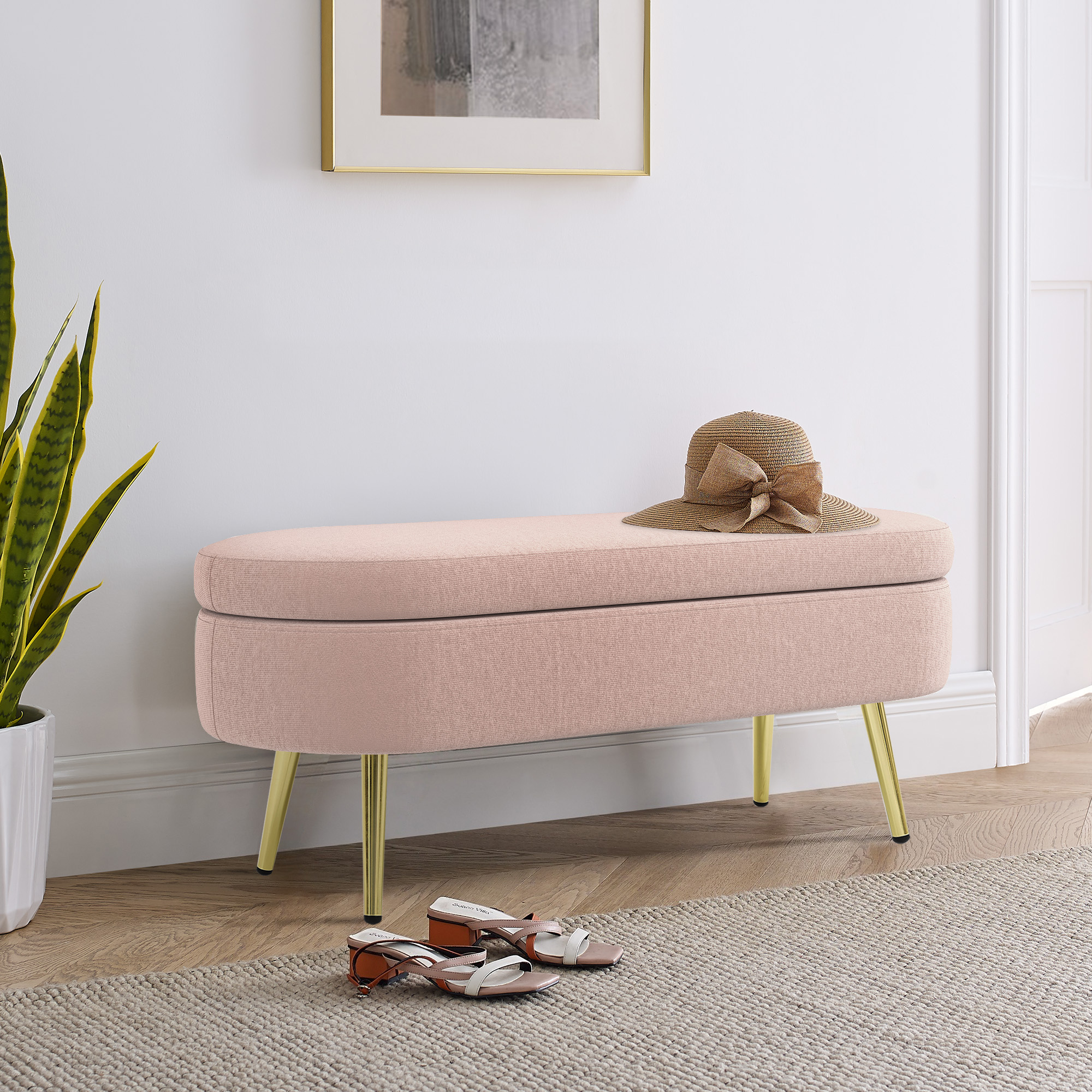 Oval Storage Ottoman Bench, picture 3 of 5