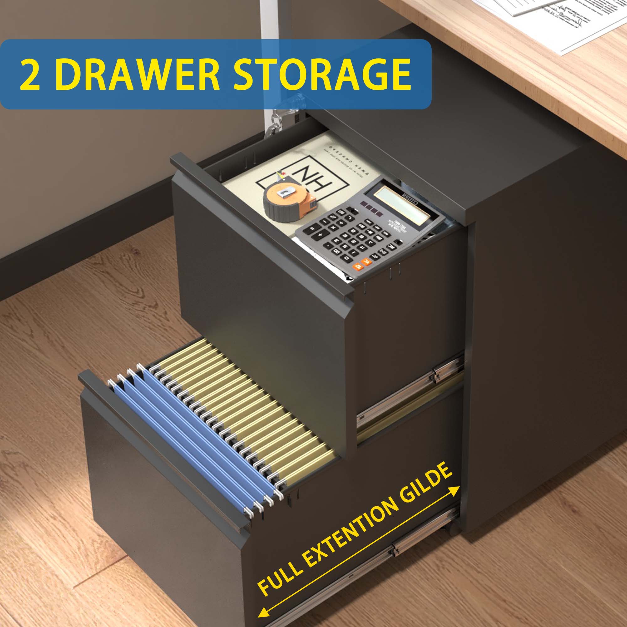 2 Drawer Mobile File Cabinet, picture 3 of 4