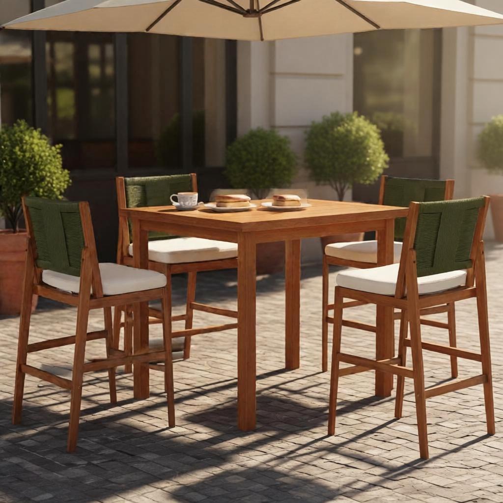Acacia Wood Outdoor Bar Stool, picture 2 of 4