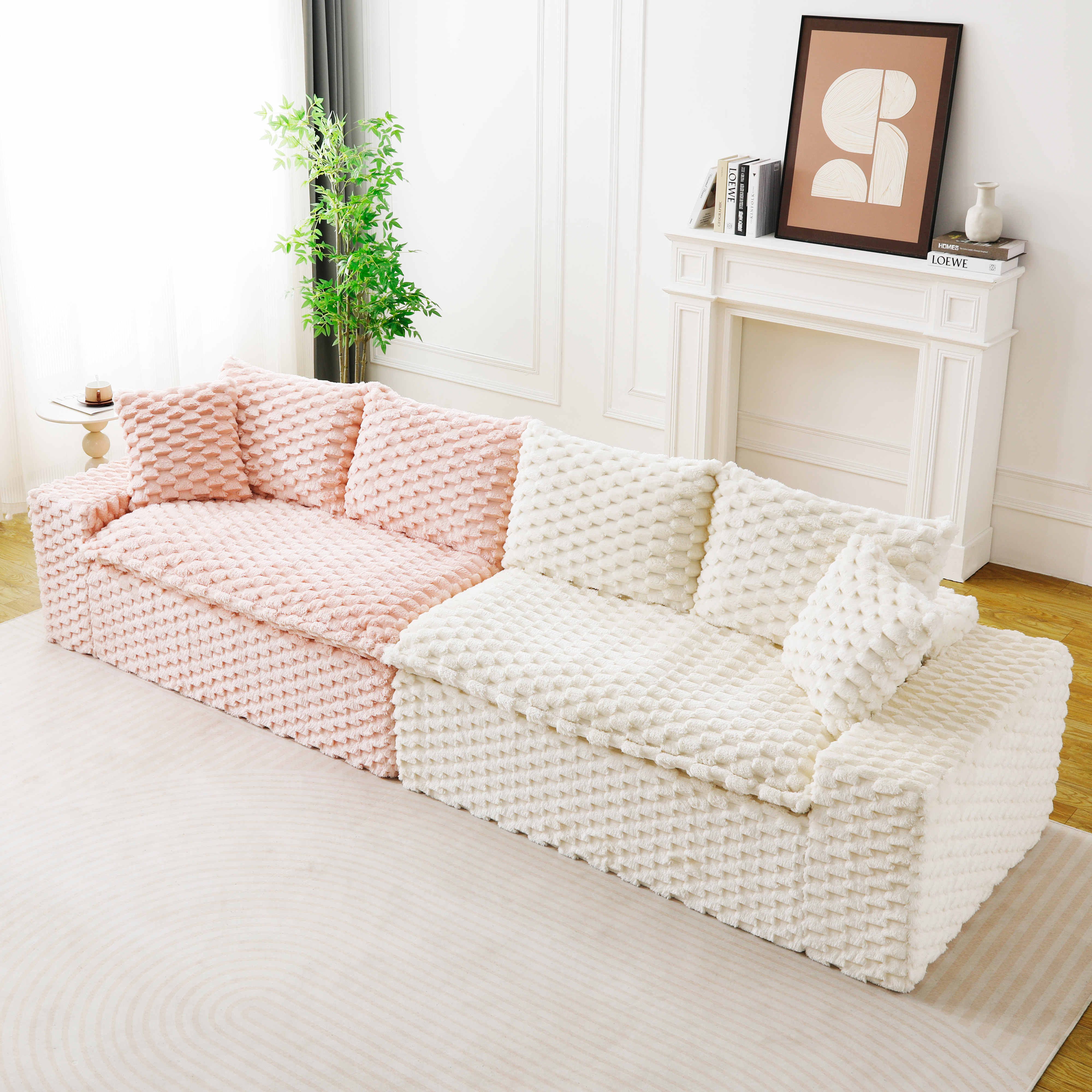 Luxury Color-Block Turtle Velvet Multifunctional Sofa - Arrangeable In Single Row, Side-by-Side Or Facing Each Other, Stylish Living Room Furniture For Cozy Home Decor