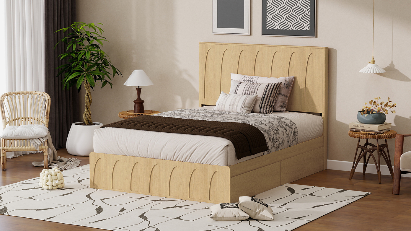Queen Solid Wood Platform Bed, picture 2 of 4