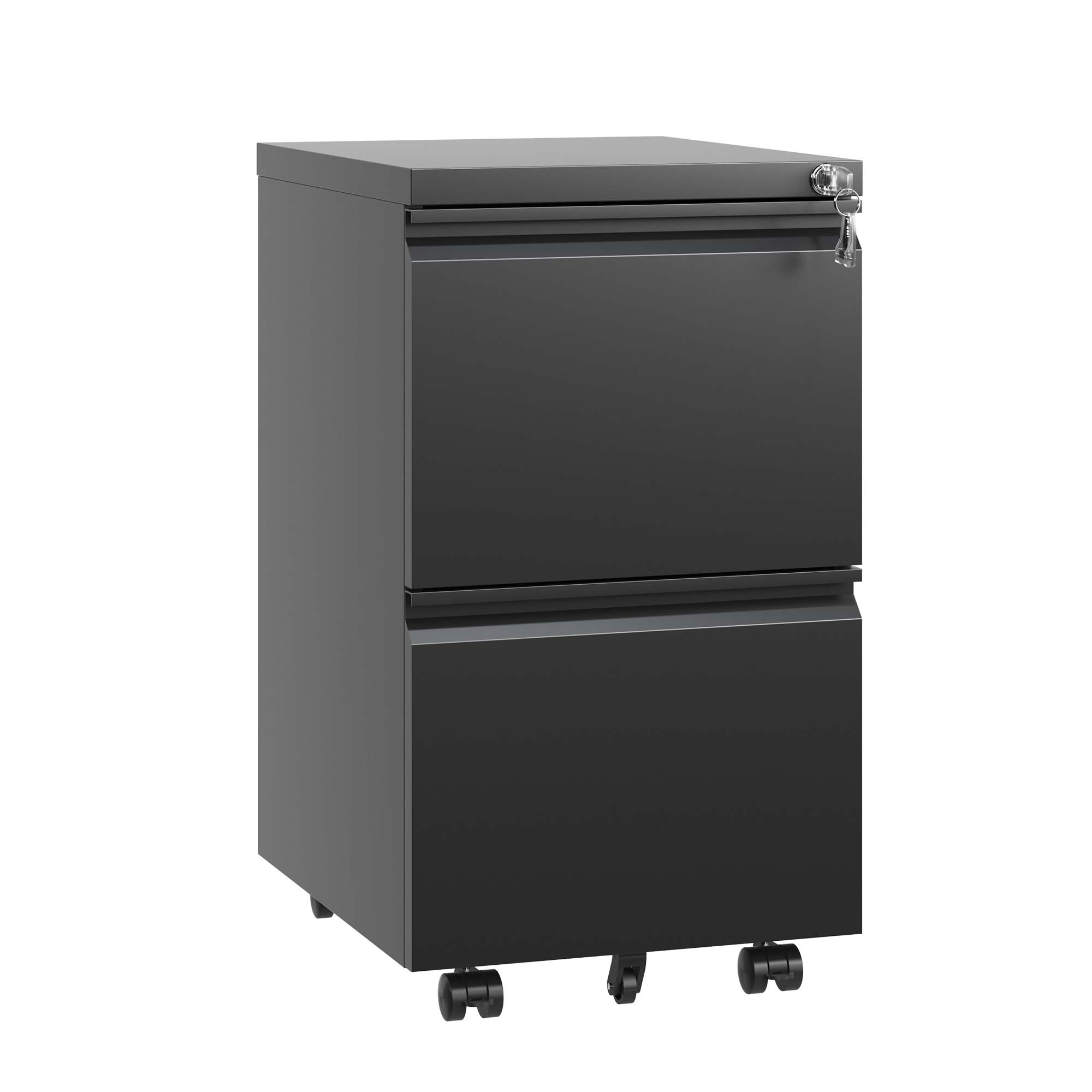 2 Drawer Metal  Mobile File Cabinet, Rolling File Cabinet With Lock For Hanging Legal Letter A4 Size,Fully Assembled Except Wheels