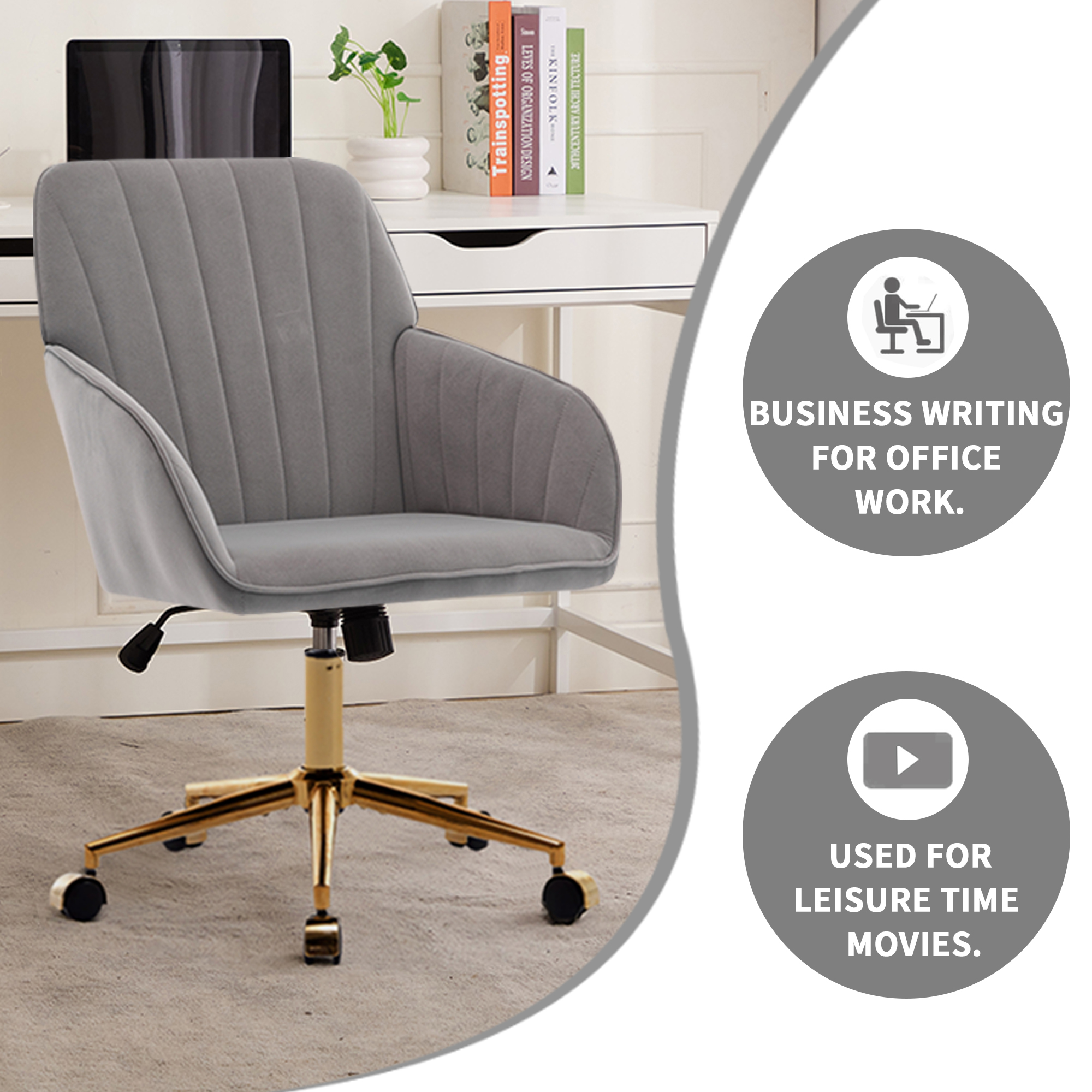 Velvet Adjustable Office Chair, picture 4 of 4