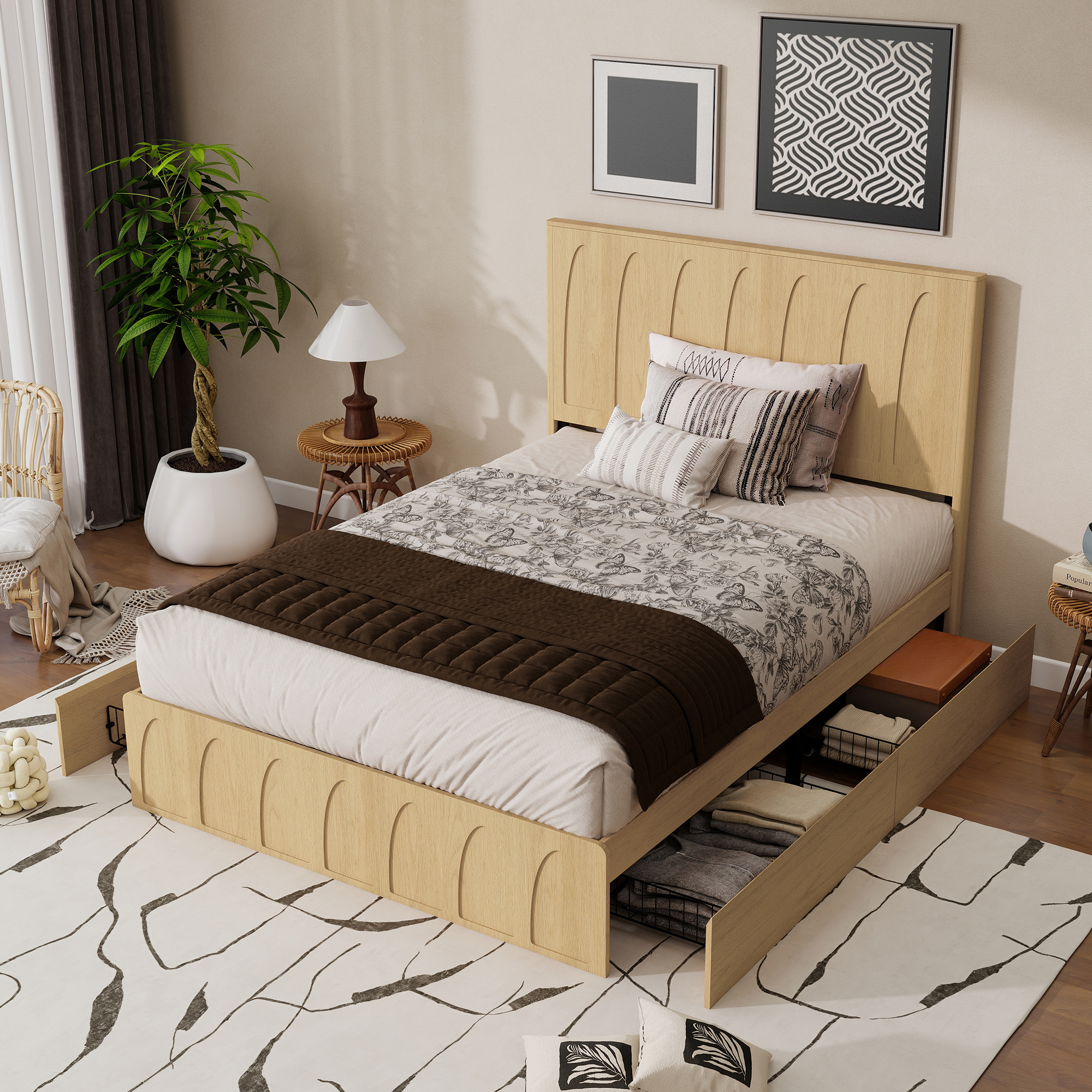 Queen Solid Wood Platform Bed