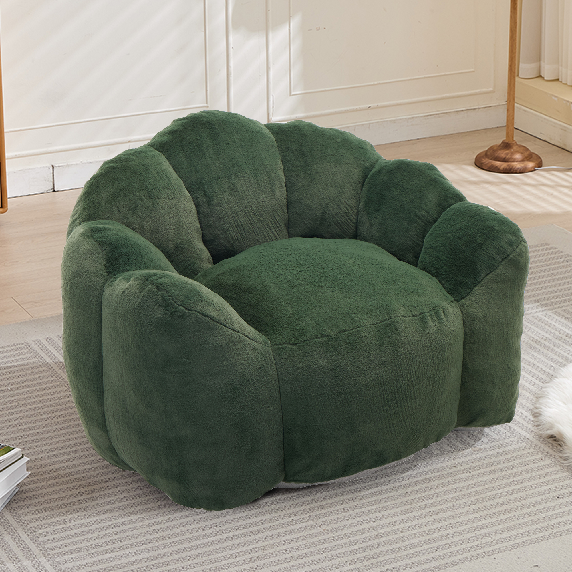 Lotus Type Compression Sofa Adult Bean Bag Sofa With Pull Ring Can Be Easily Moved Without Installation Suitable For Various Environments Such As Living Room, Bedroom, Etc. Relax And Enjoy Life,green