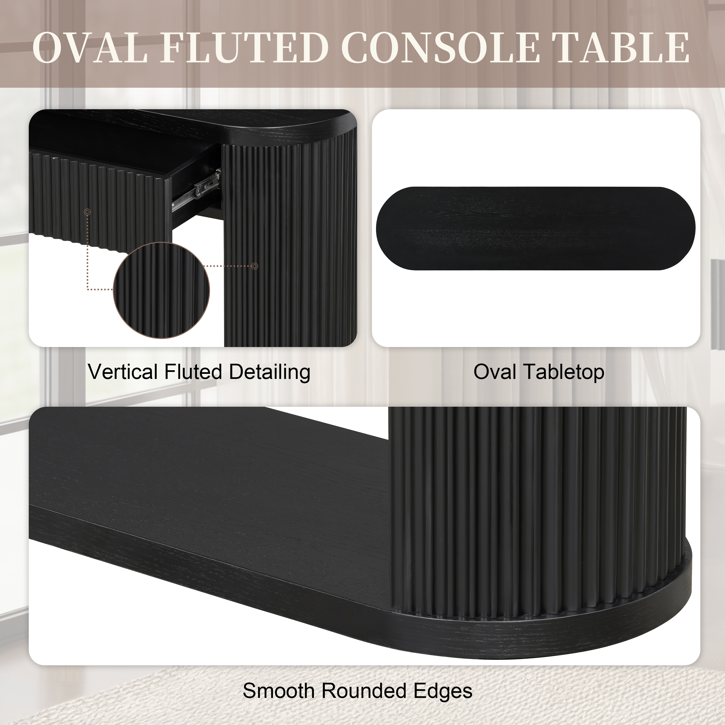 Oval Fluted Console Table, picture 4 of 4