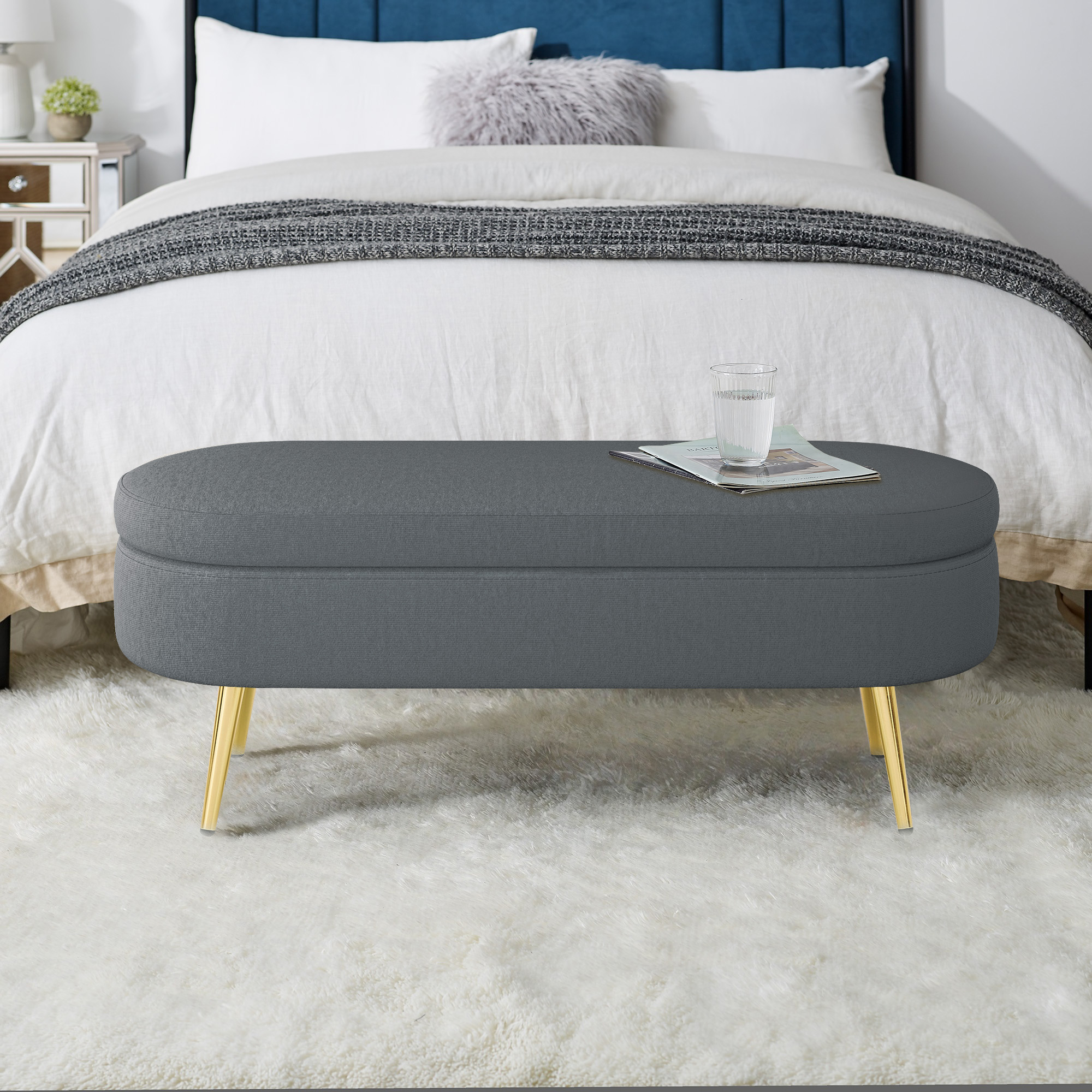 Oval Storage Ottoman Bench