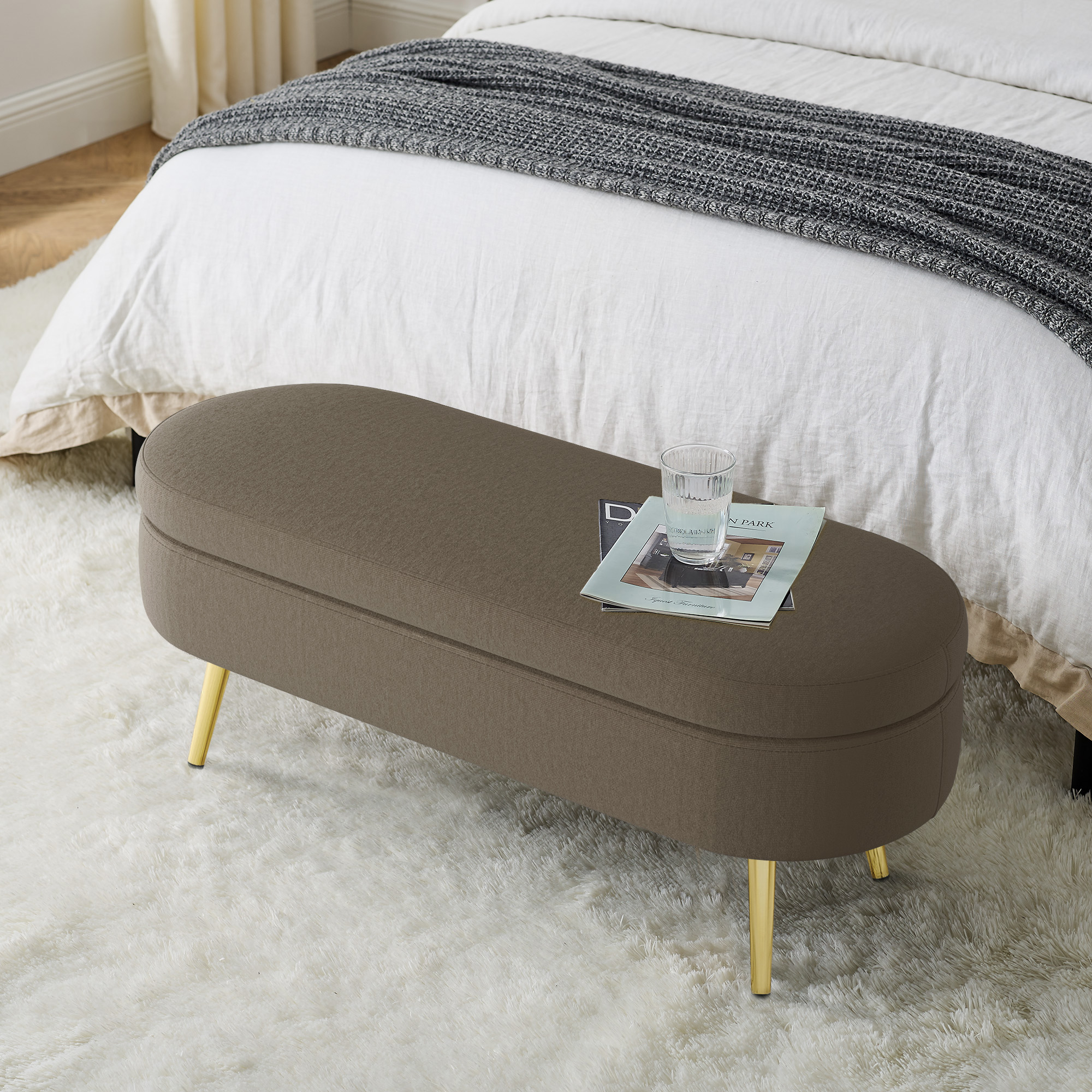 Oval Storage Ottoman Bench, picture 3 of 4