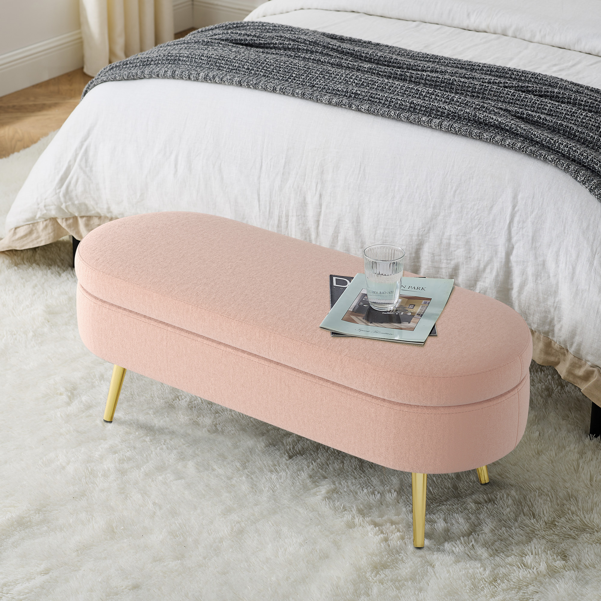 Oval Storage Ottoman Bench