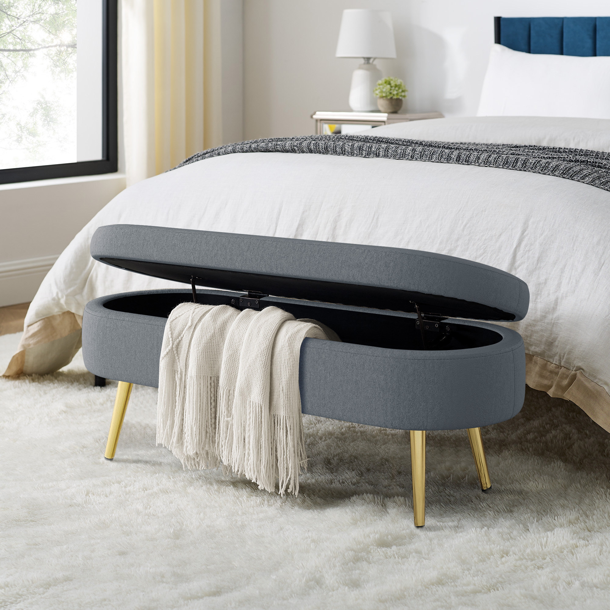 Oval Storage Ottoman Bench, picture 3 of 4