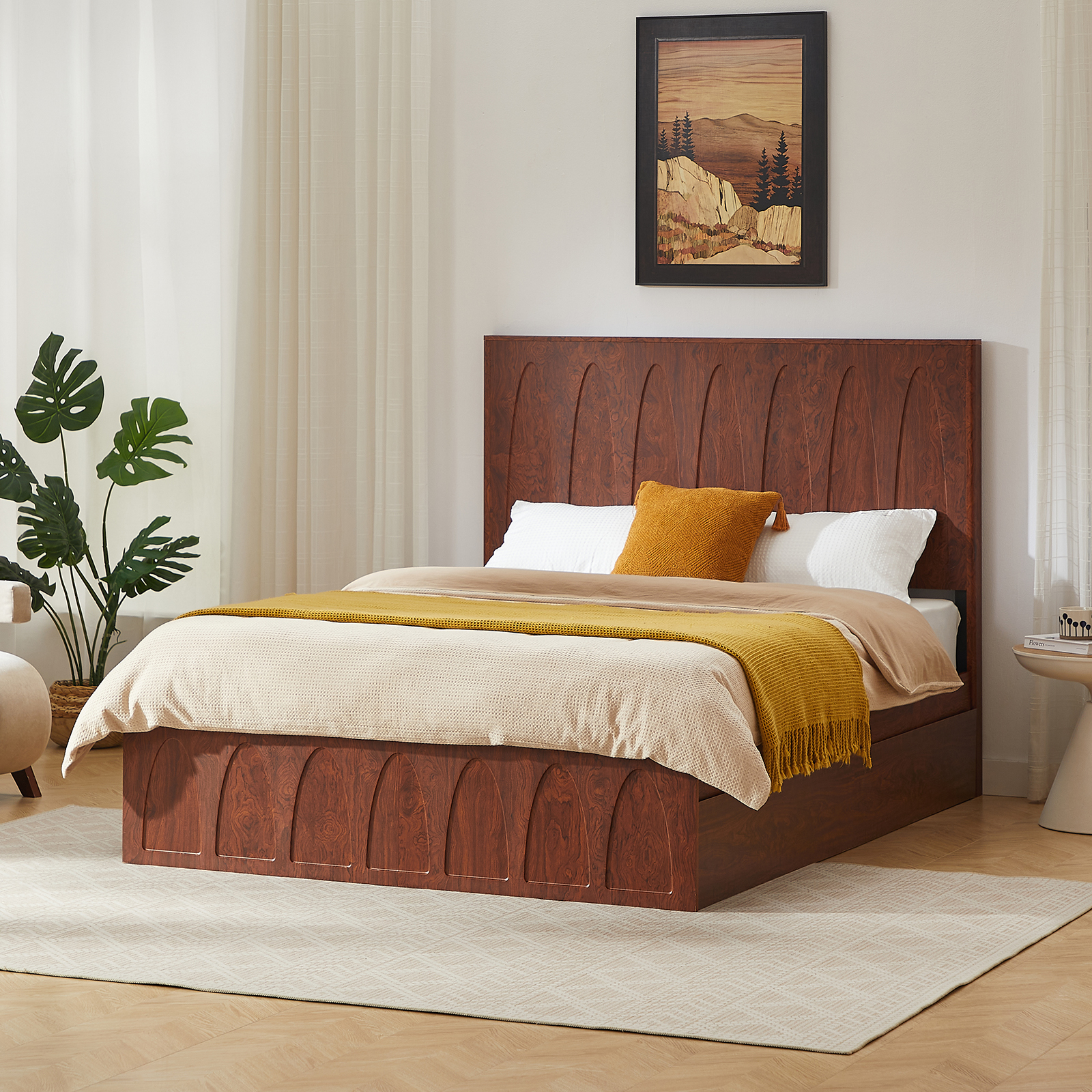 Queen Wood Platform Bed, picture 2 of 4