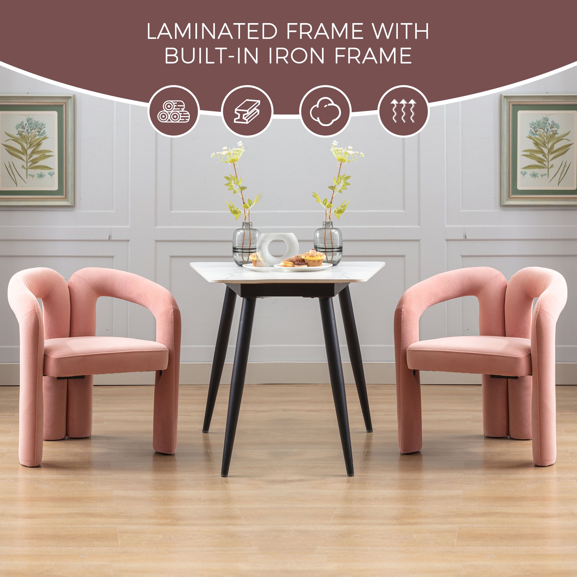 Contemporary Designed Velvet Fabric Upholstered Accent Dining Chair Barrel Side Chairs Kitchen Armchair For Living Room Set Of 2 Velvet