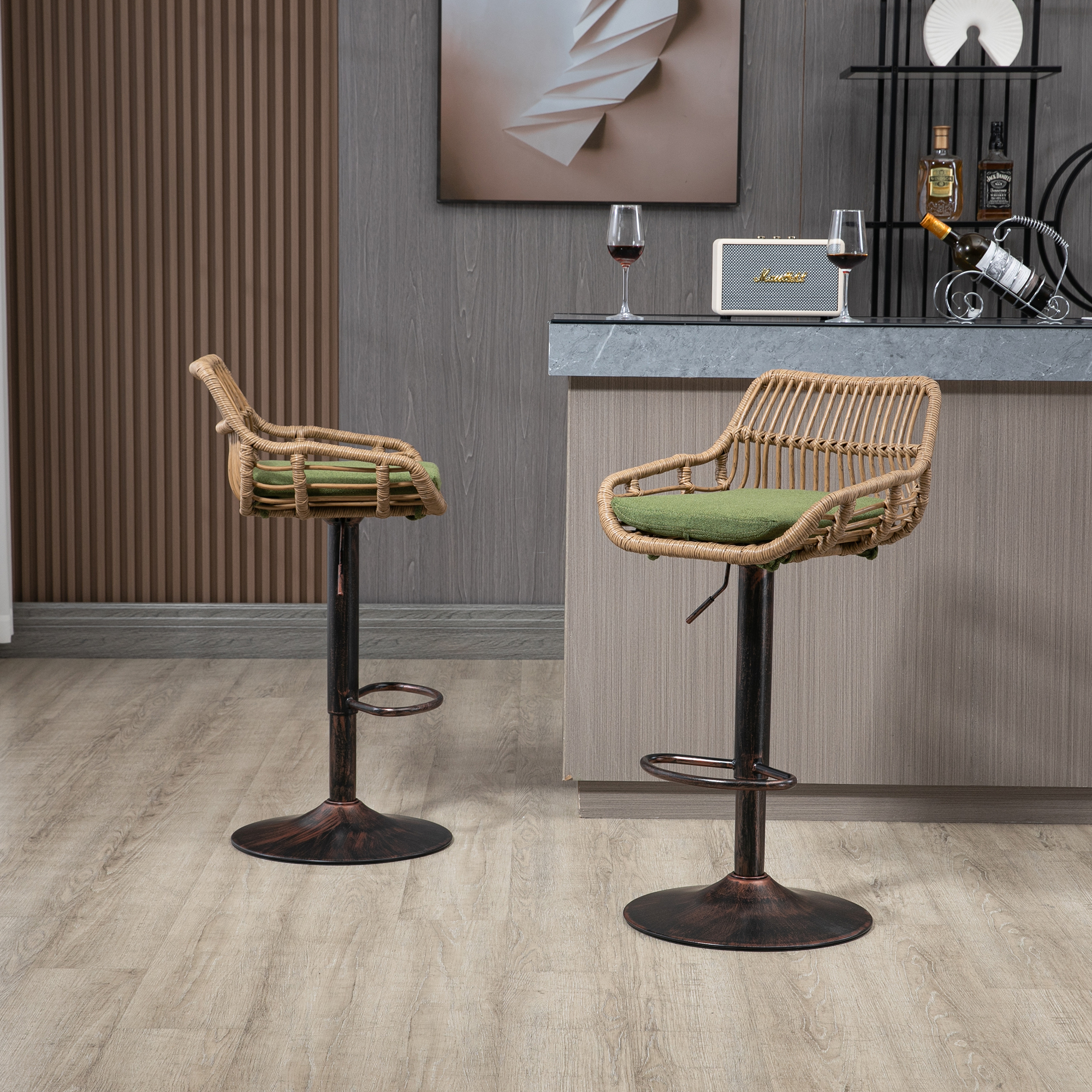 Linen Adjustable Swivel Bar Stools