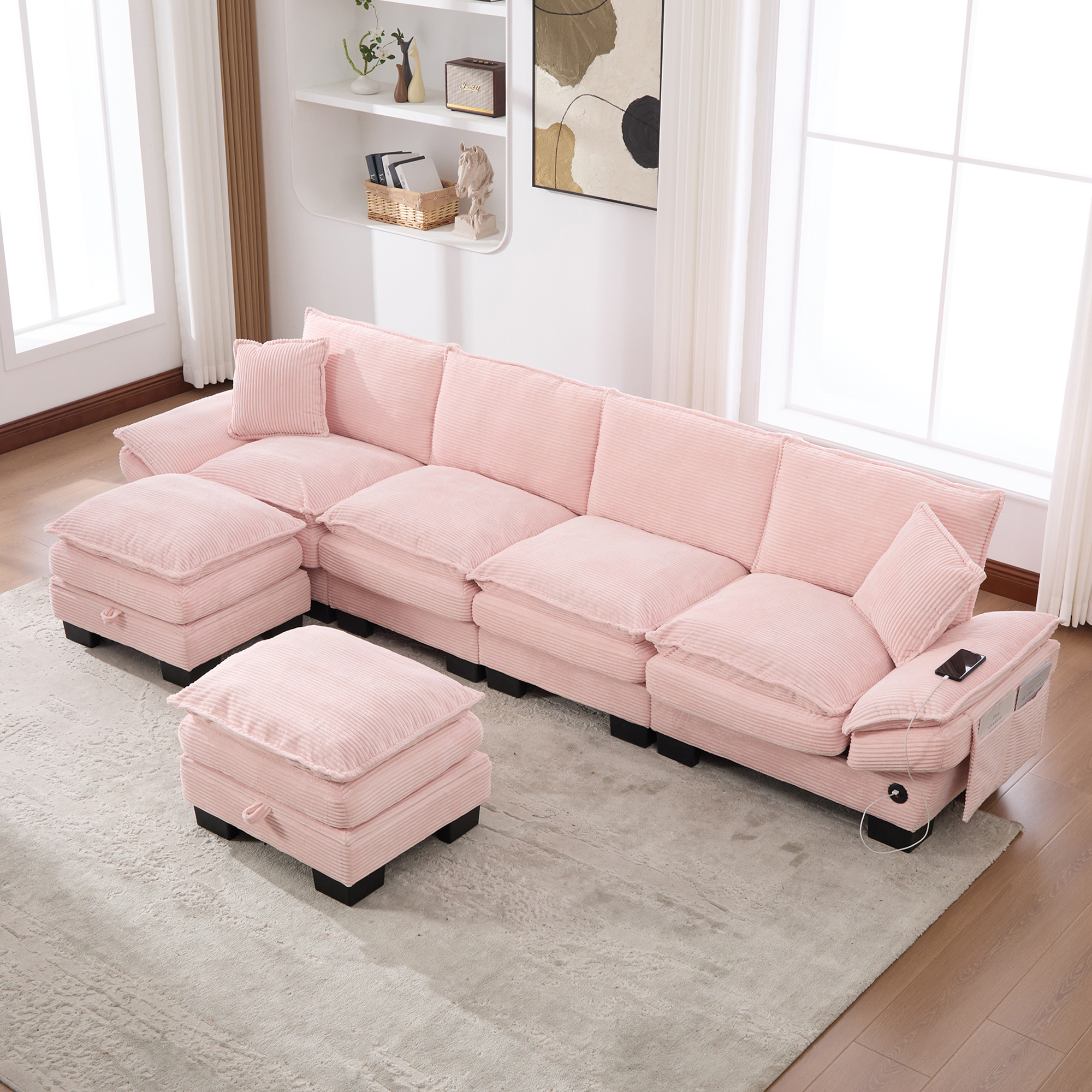 Sectional Cloud Modular Sofa,Deep Seat Sofa, Corduroy Sofa,Comfy Upholstered Furniture For Living Room, Apartment, Studio, Office,Having Multiple Combinations