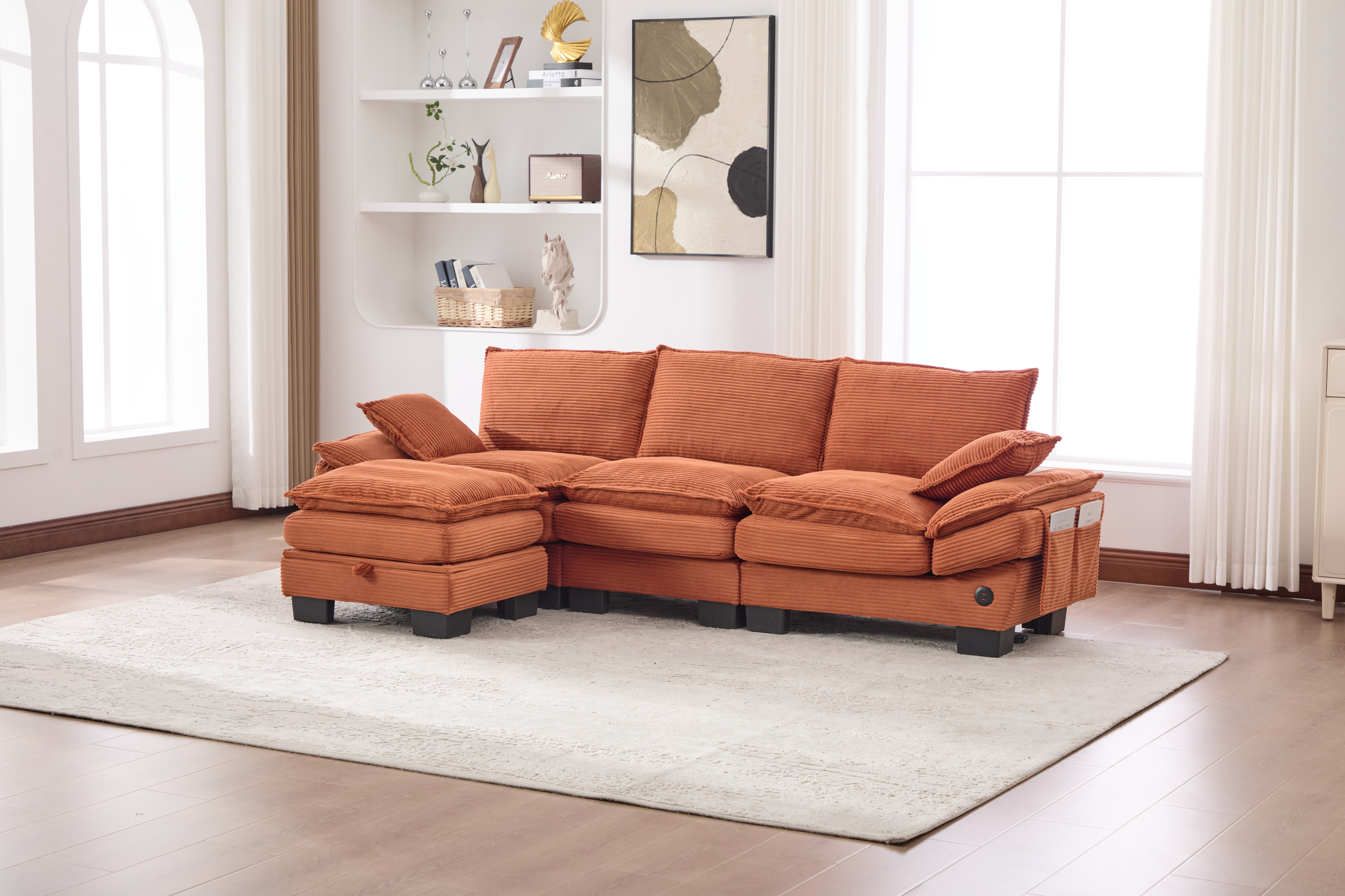 Sectional Cloud Modular Sofa,Deep Seat Sofa, Corduroy Sofa,Comfy Upholstered Furniture For Living Room, Apartment, Studio, Office,Having Multiple Combinations