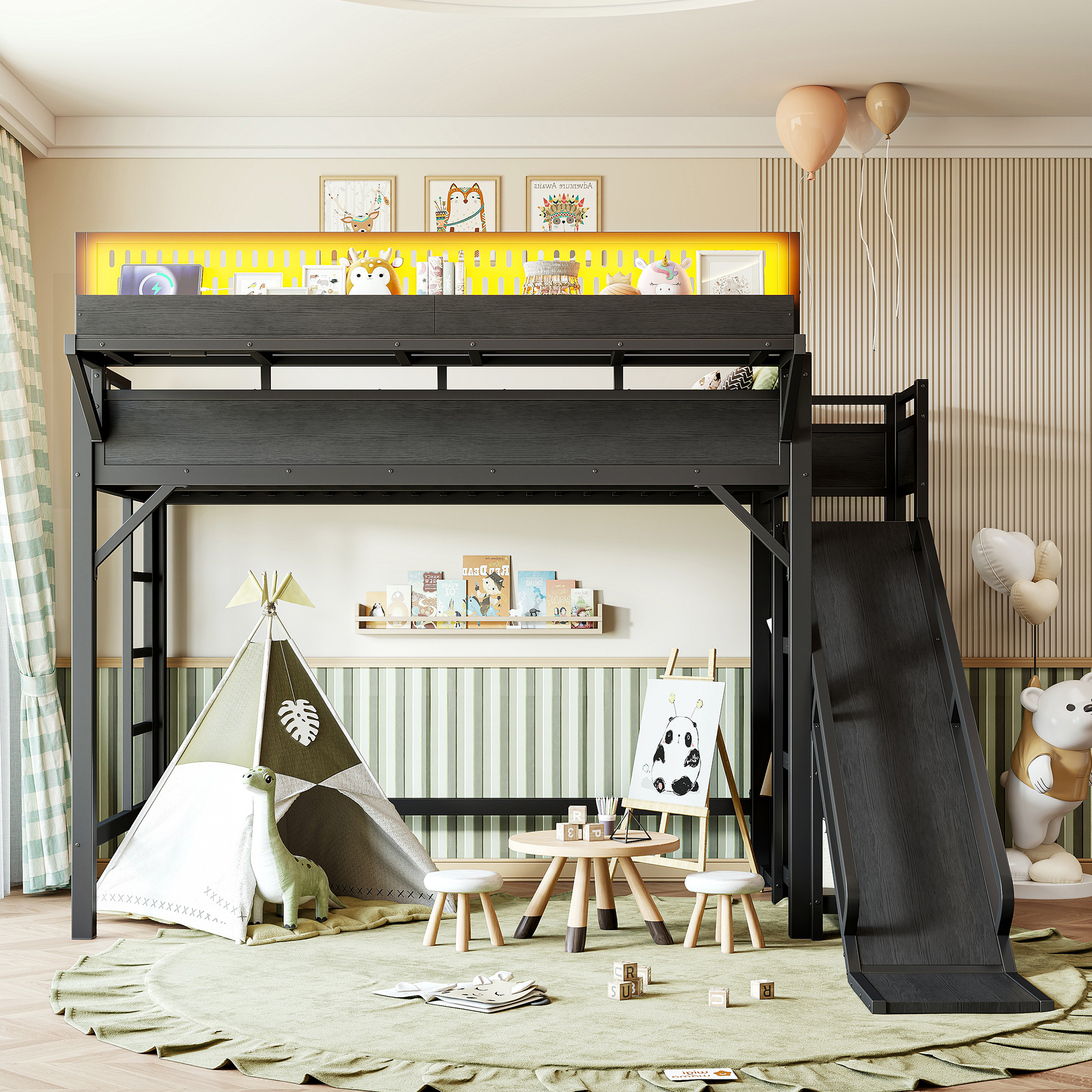 Metal Loft Bed with Slide, picture 3 of 4