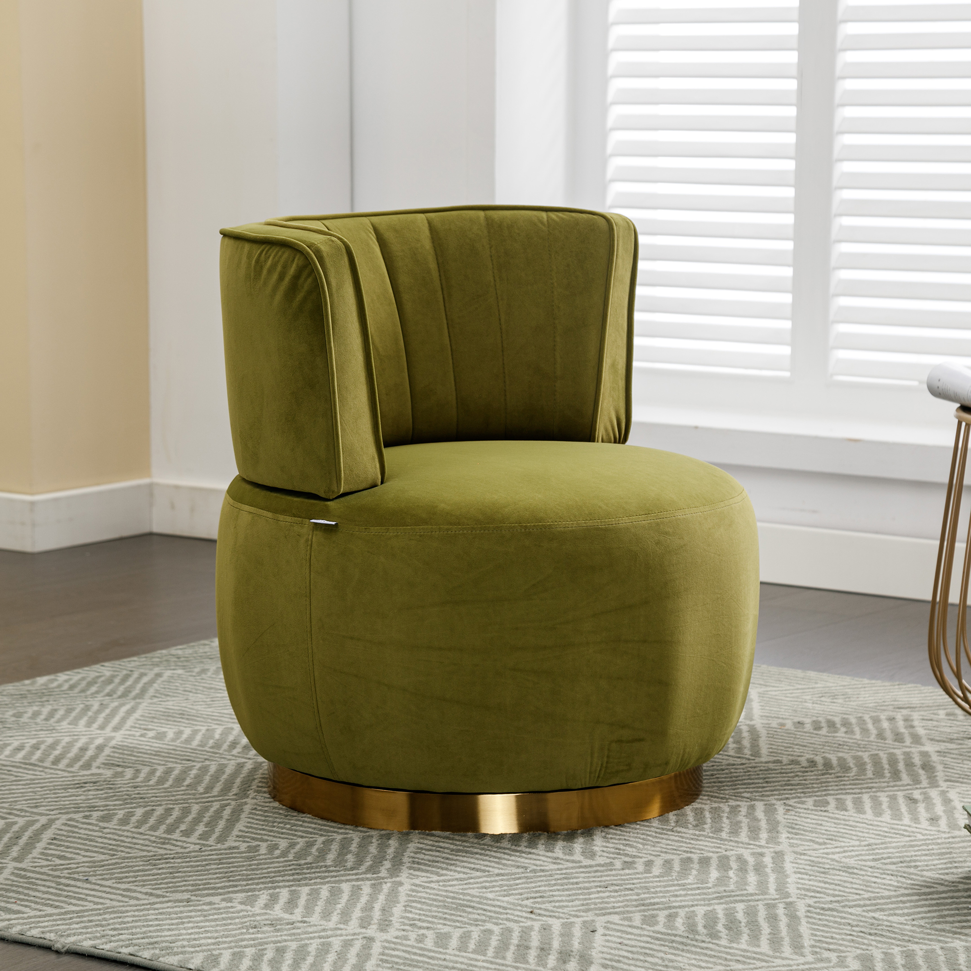 360 Degree Swivel Cuddle Barrel Accent Sofa Chairs, Round Armchairs With Wide Upholstered, Fluffy Velvet Fabric Chair For Living Room, Bedroom, Office, Waiting Rooms