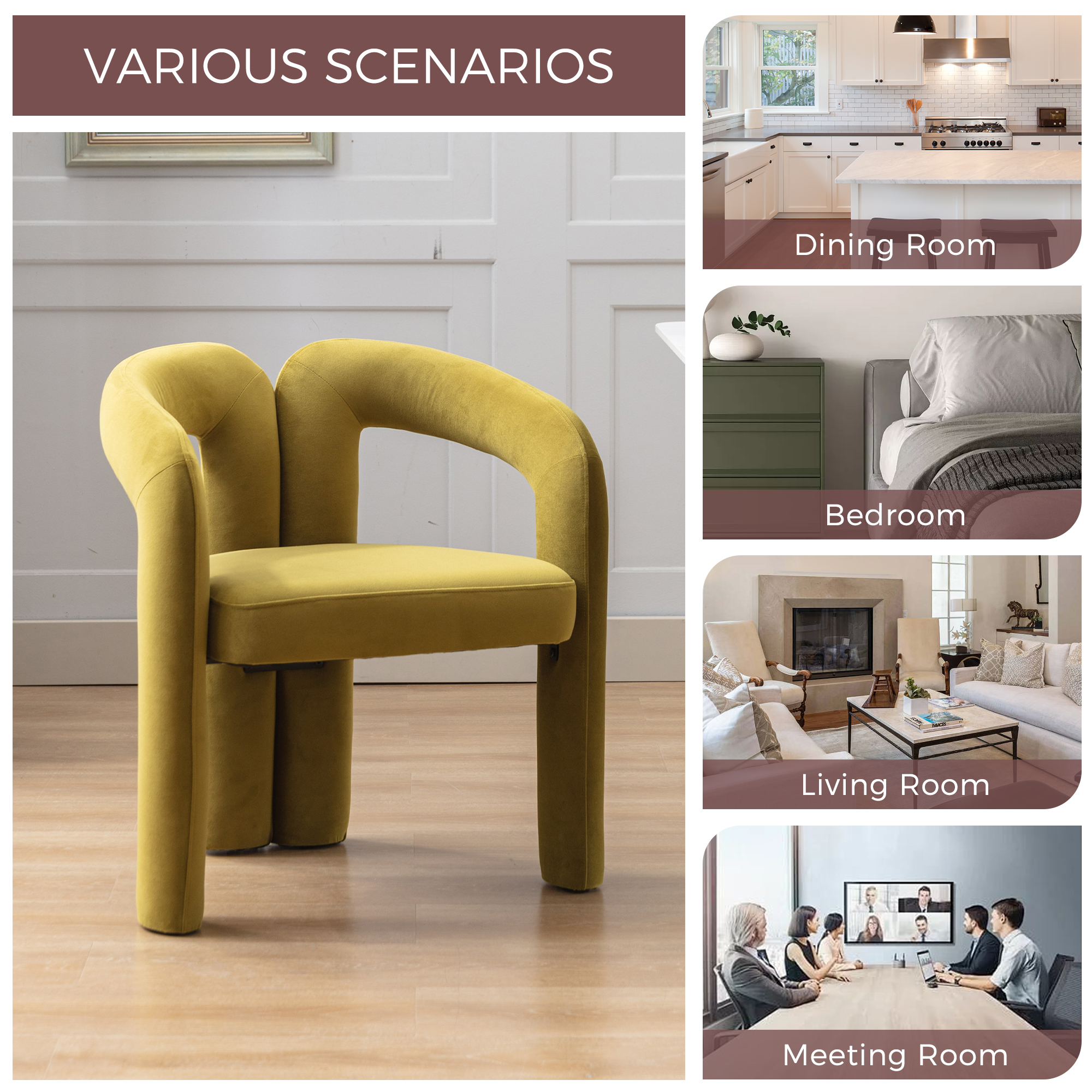 Contemporary Designed Velvet Fabric Upholstered Accent Dining Chair Barrel Side Chairs Kitchen Armchair For Living Room Set Of 2 Olive Velvet