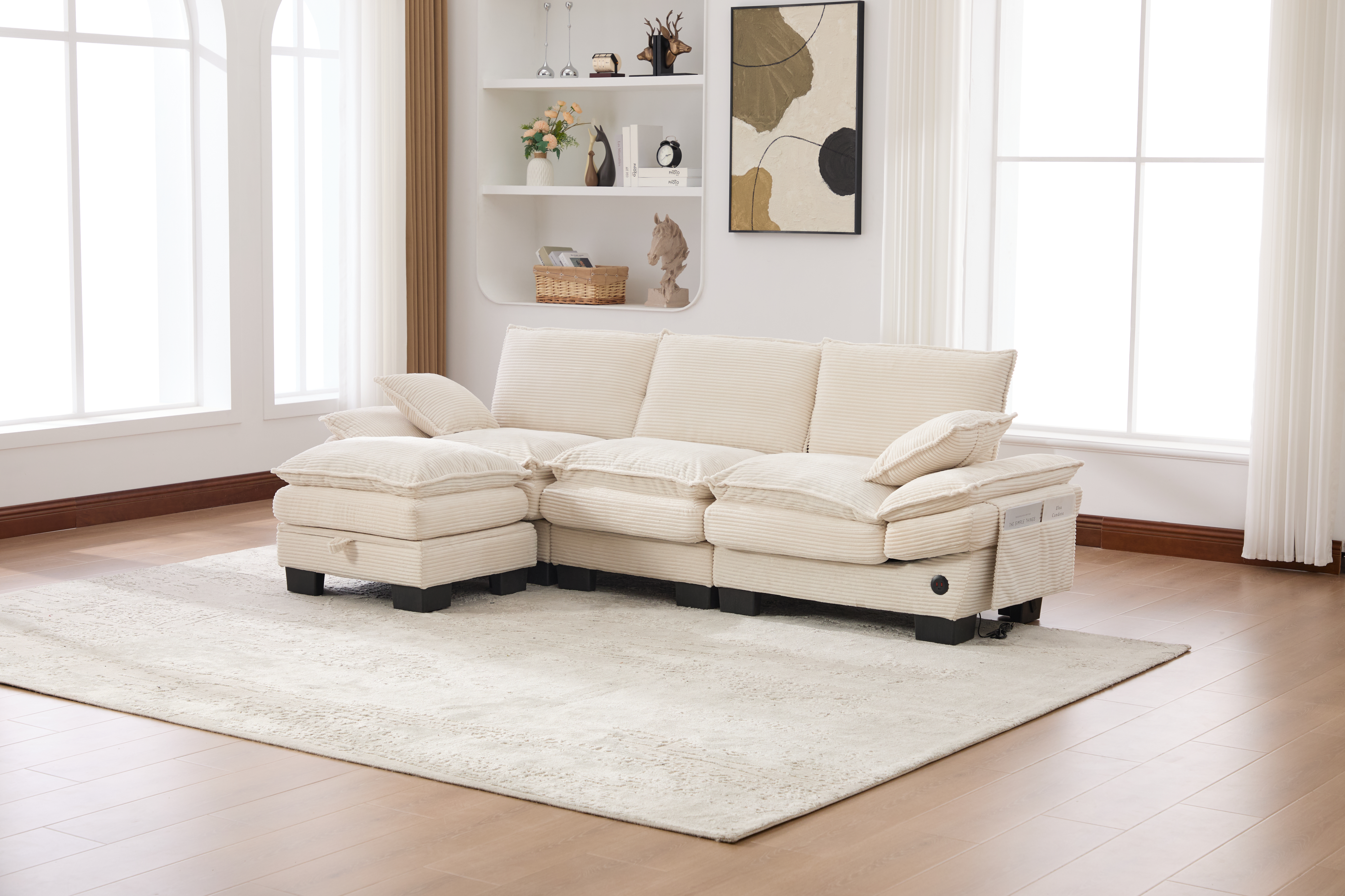 Sectional Cloud Modular Sofa,Deep Seat Sofa, Corduroy Sofa,Comfy Upholstered Furniture For Living Room, Apartment, Studio, Office,Having Multiple Combinations