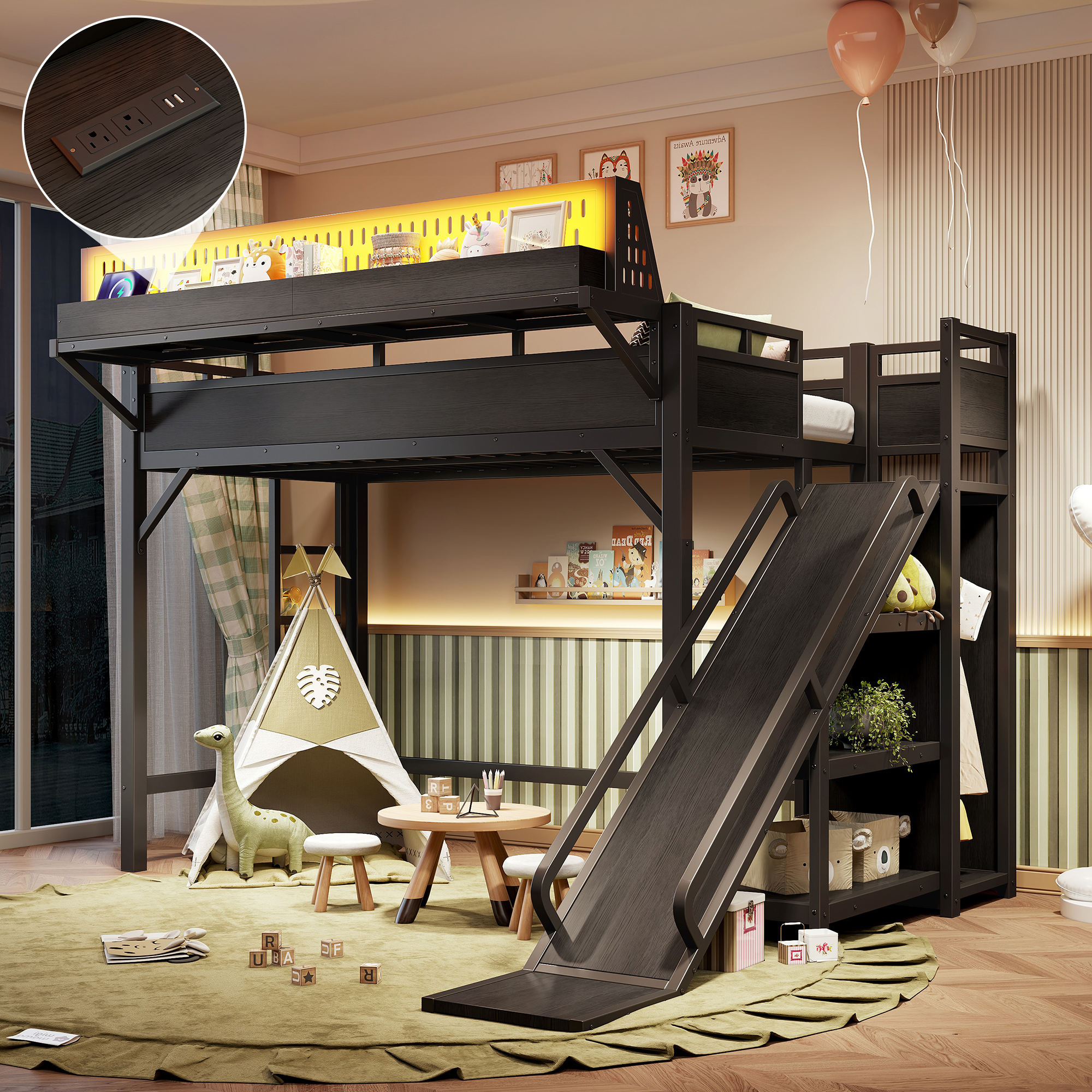 Metal Loft Bed with Slide, picture 4 of 4