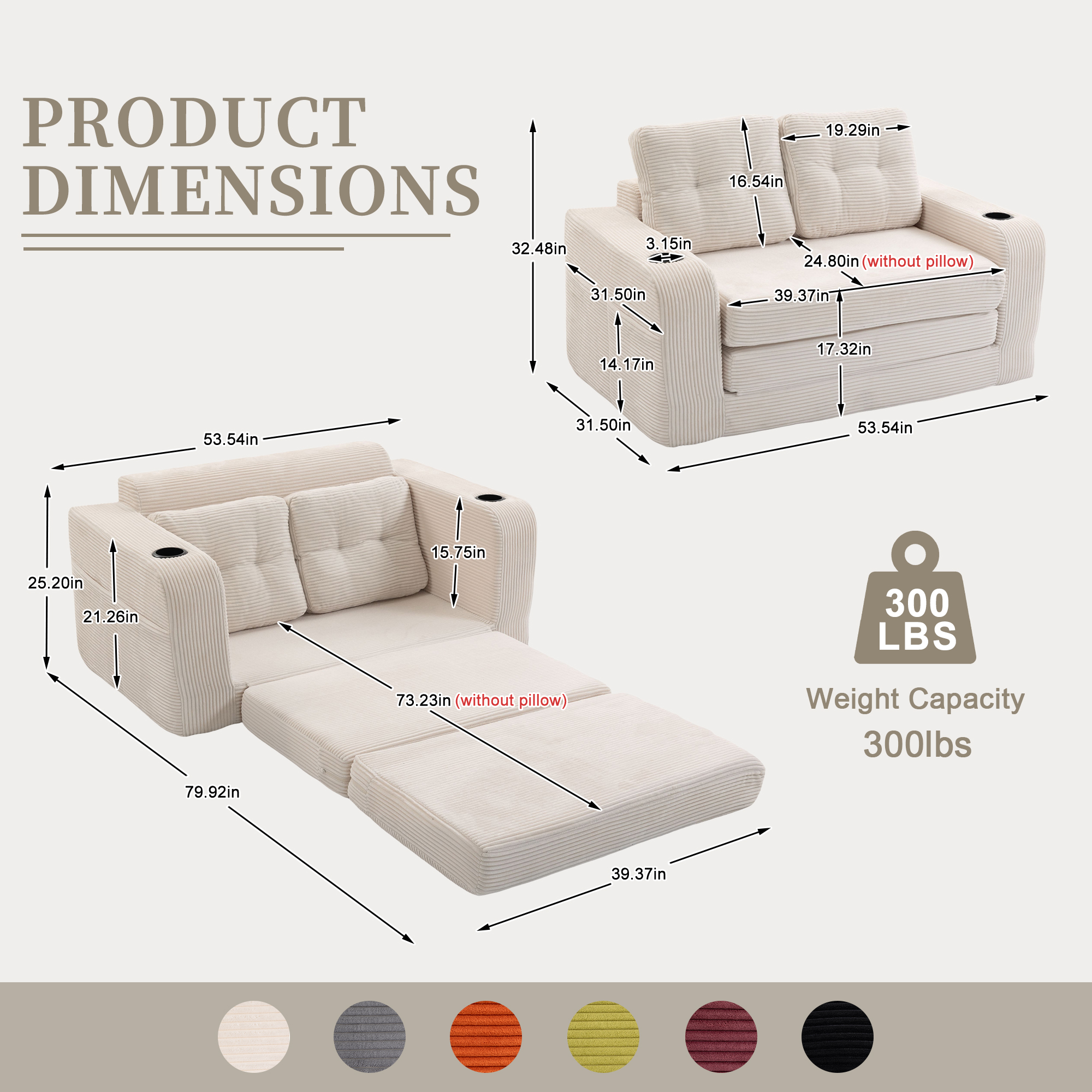 Convertible Sofa Bed,Expandable Double Sofa Bed, 2 In 1 Convertible Sofa Bed, Fold Out Floor Couch With Pillows For Living Room Bedroom Lounge