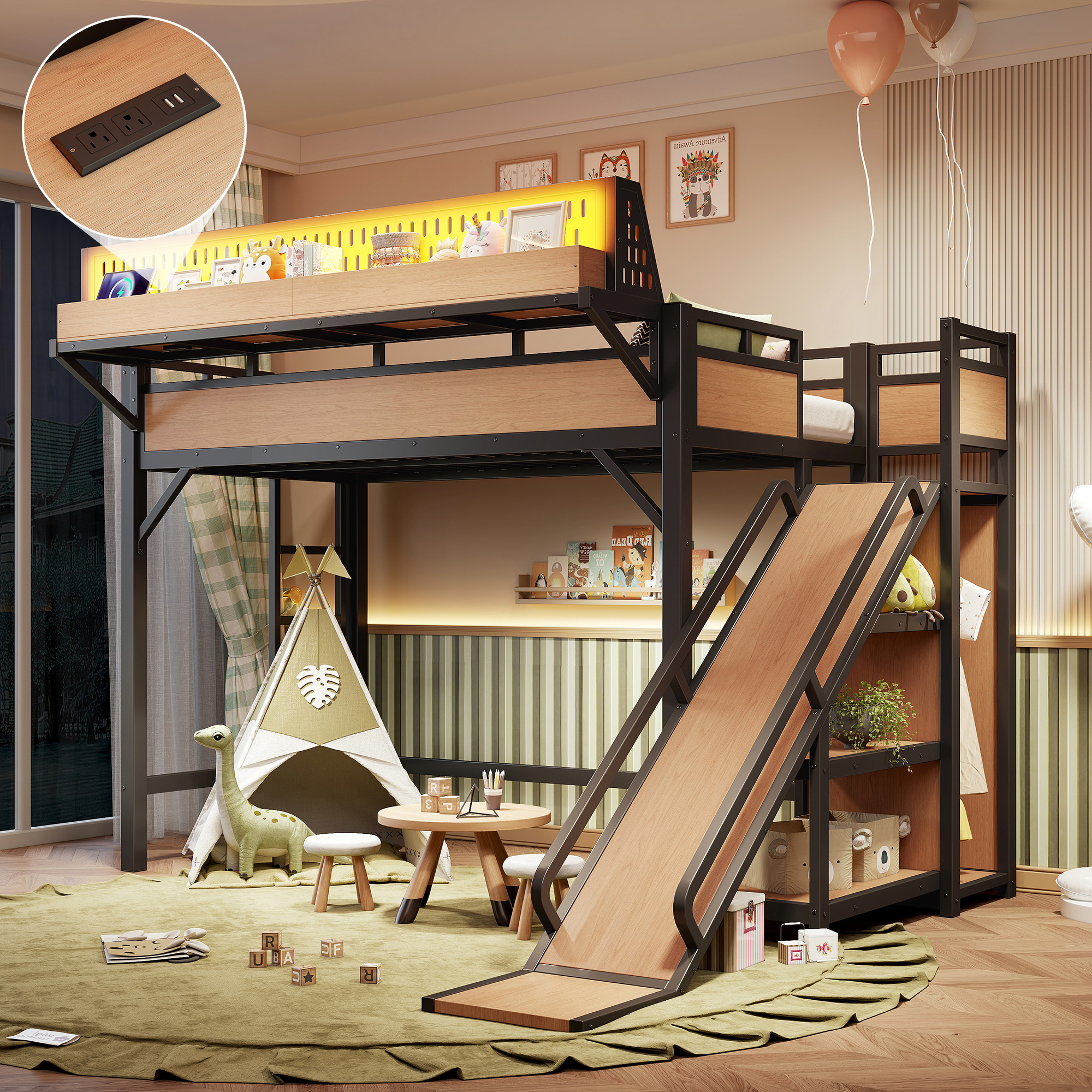 Twin XL Metal Loft Bed, picture 4 of 5