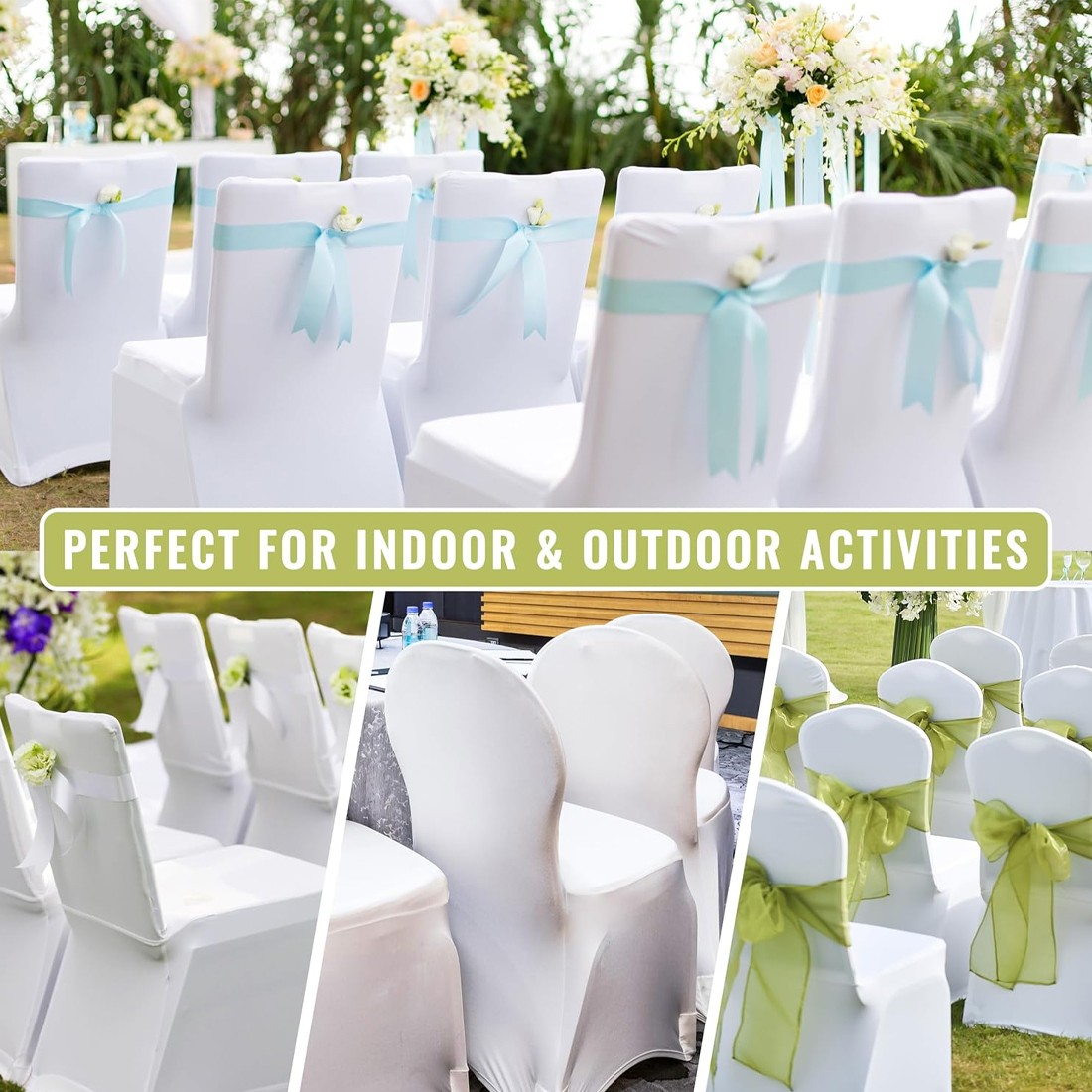 50PCS Stretch Spandex White Folding Chair Covers Gorgeous Formal Chairs — image 6