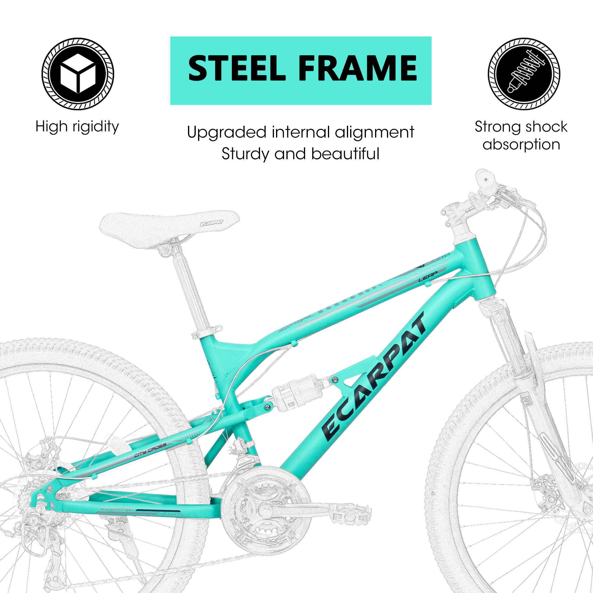A26207 26 Inch Steel Frame Shock Fork Plus Shock Absorber 21-speed Unisex Mountain Bike - View 3