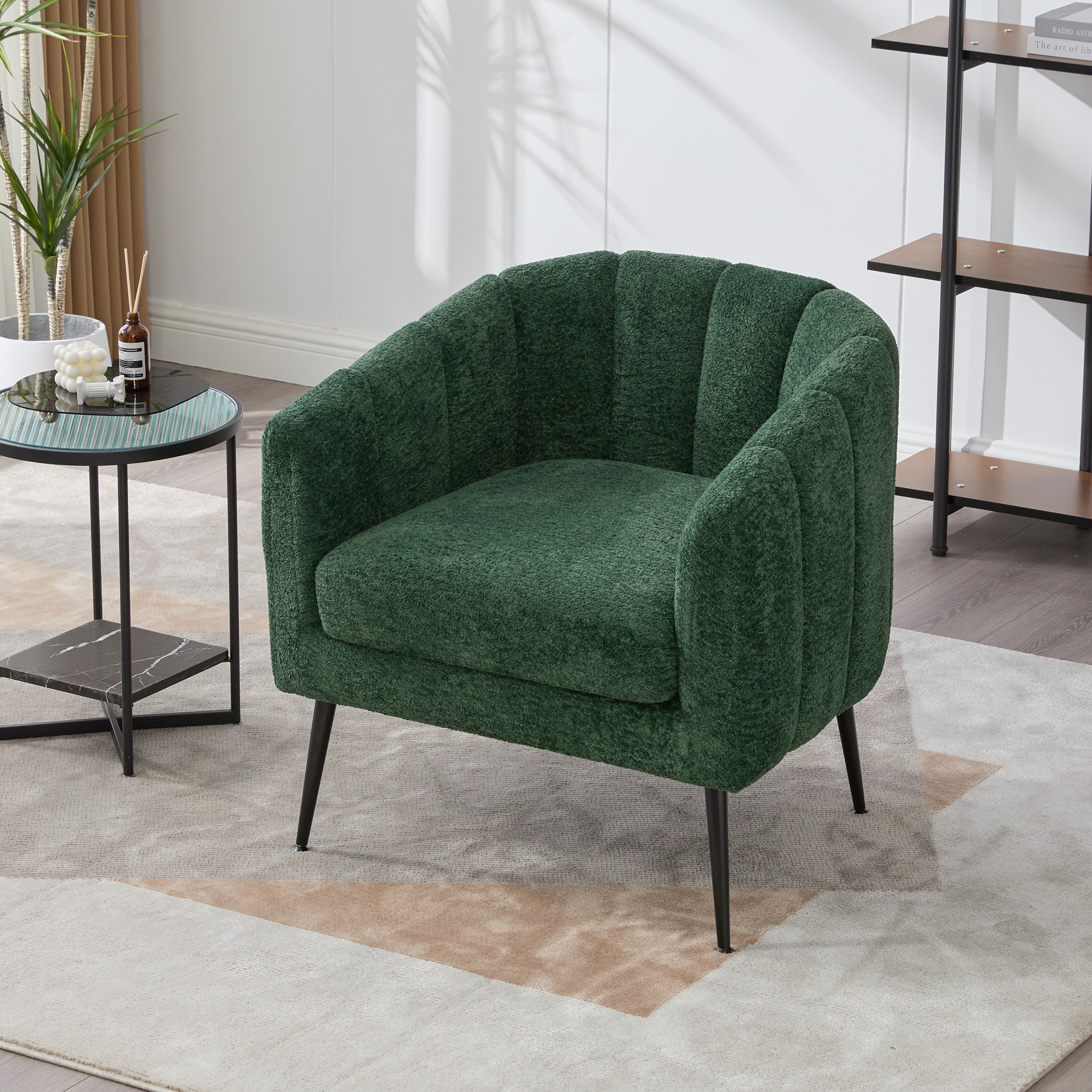 Chenille Barrel Accent Chair, picture 4 of 4