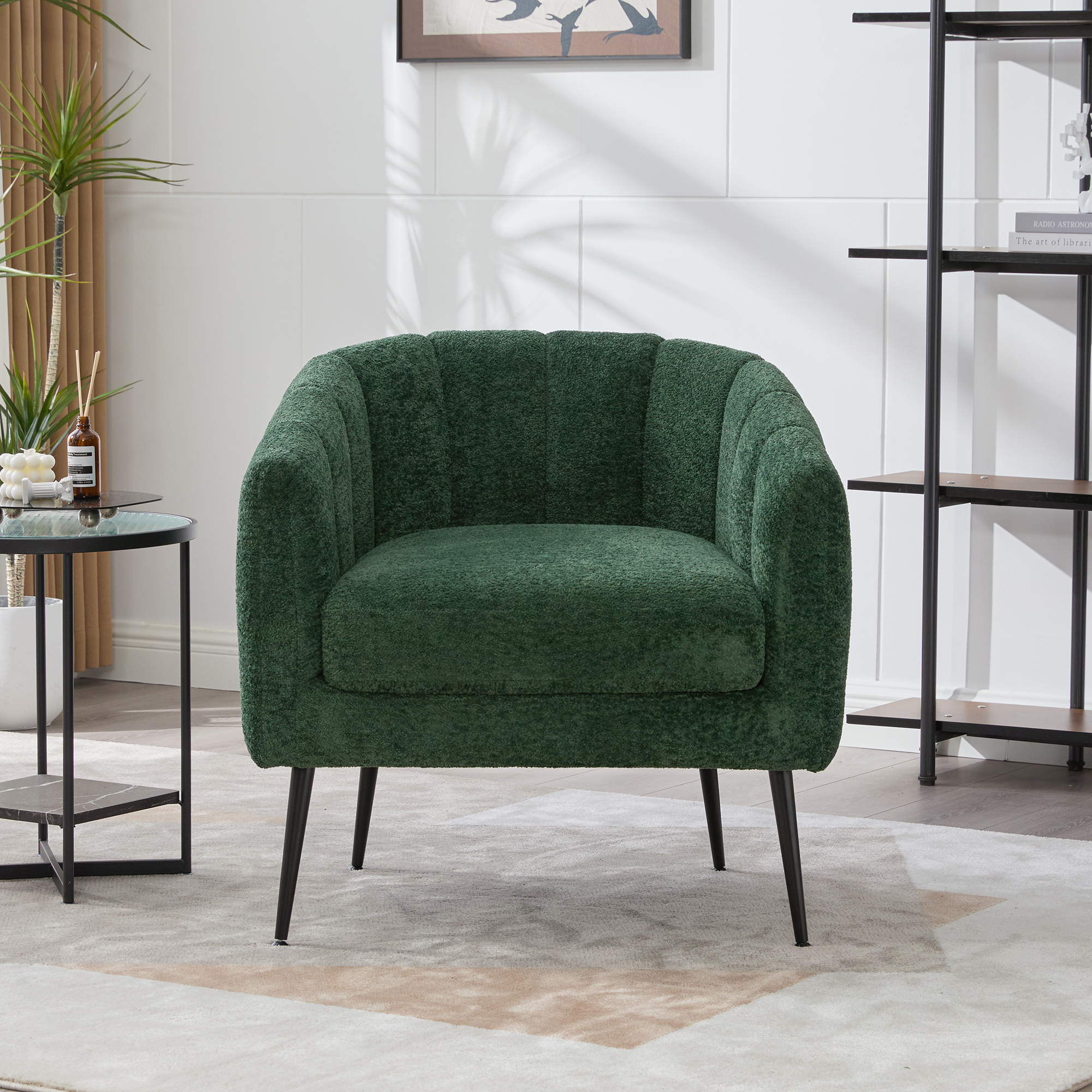 Chenille Barrel Accent Chair, picture 3 of 4