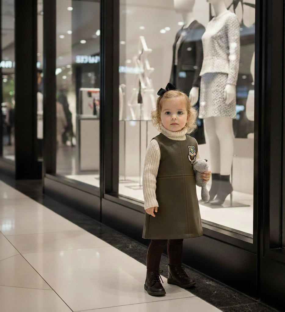 Girls PU Leather Dress Sleeveless A Line Mini Kids Winter Party 2-7Y — image 3
