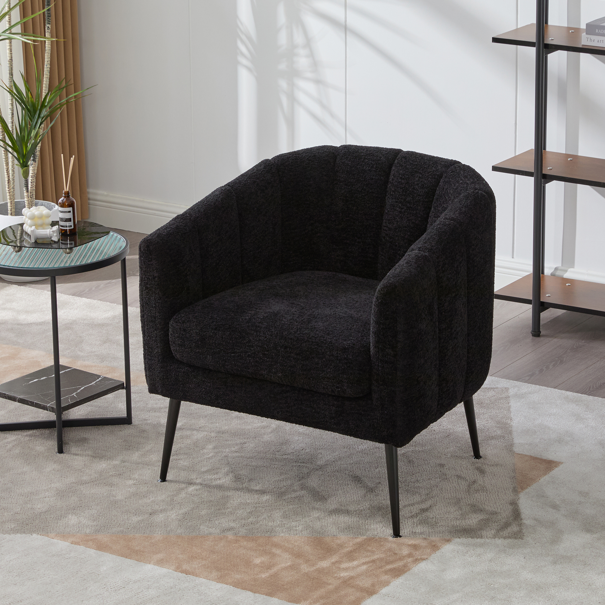 Chenille Barrel Accent Chair, picture 3 of 4