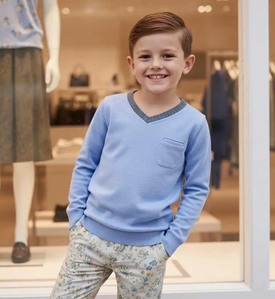 Boys V Neck Long Sleeve Top Lightweight