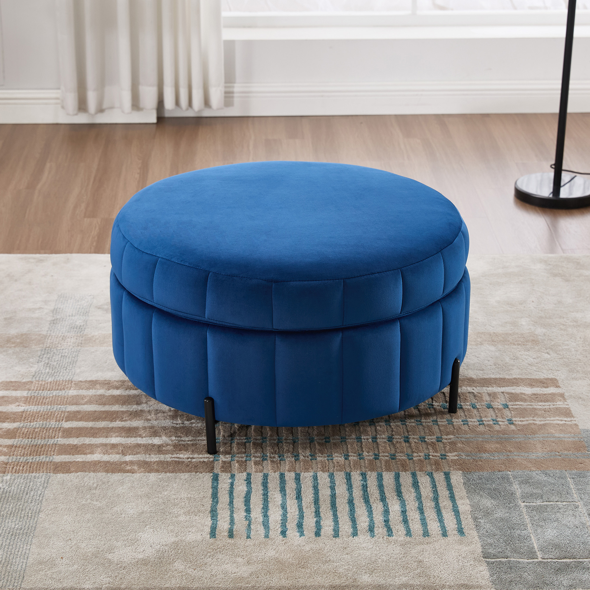 Velvet Storage Ottoman