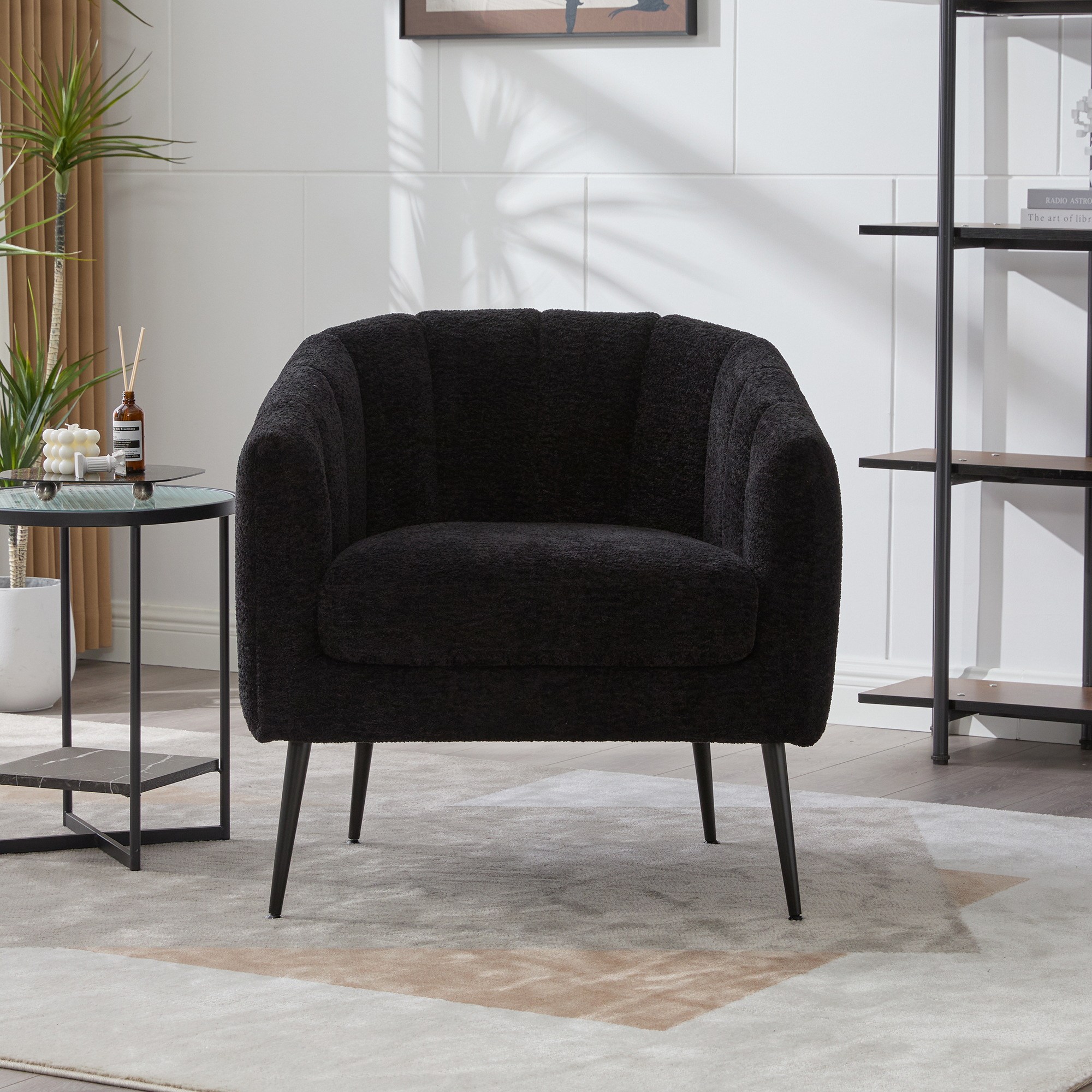 Chenille Barrel Accent Chair, picture 2 of 4