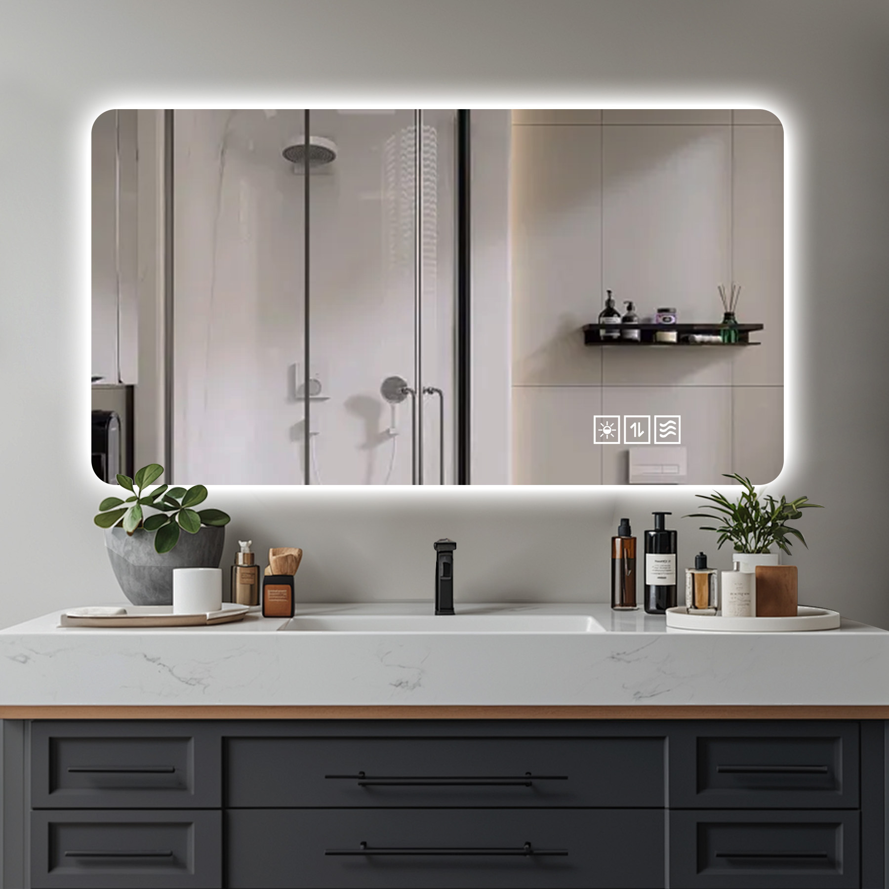 Wall Mounted LED Lighting Mirror Bathroom Mirror Full-len…