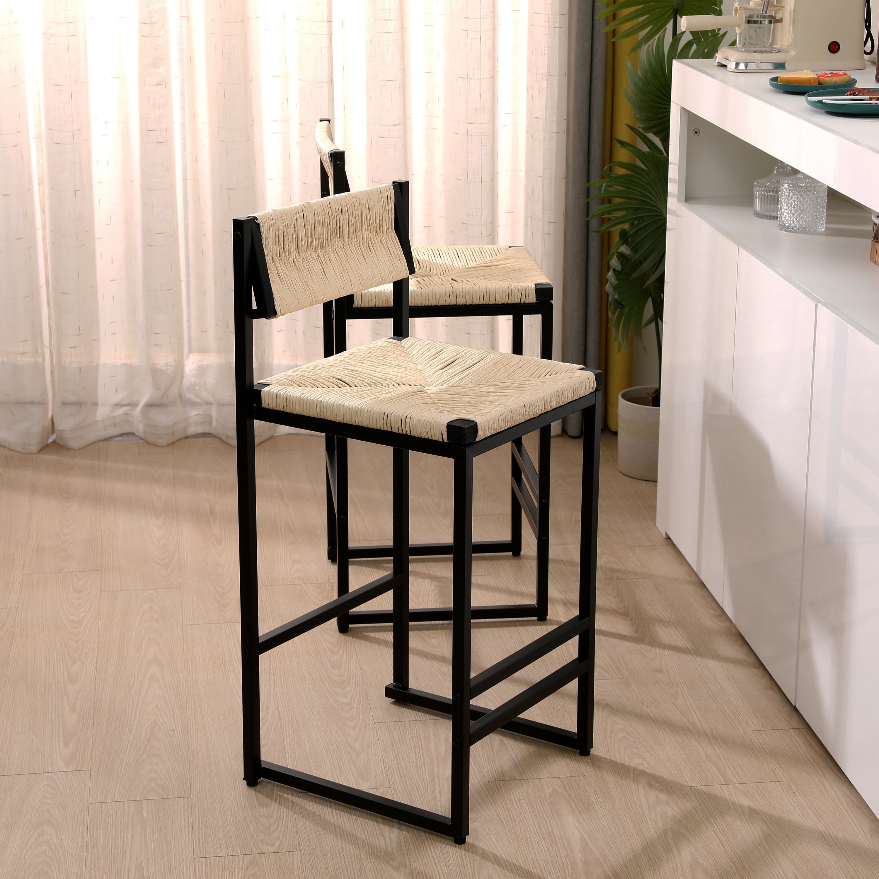 Paper Rope Woven Bar Stools, picture 2 of 4